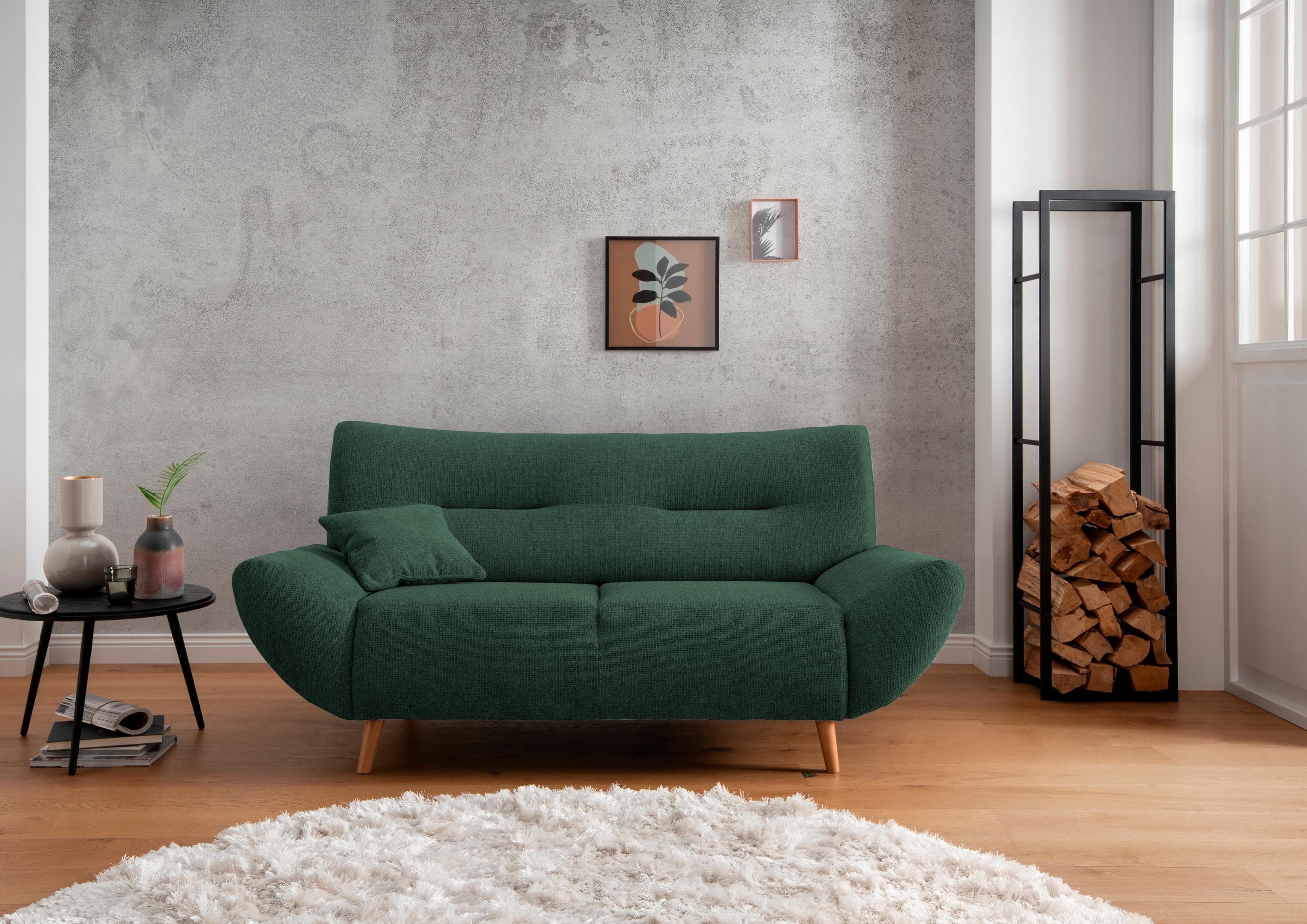 HOME AFFAIRE Drago 2-Sitzer Sofa Moosgrün Polyester
