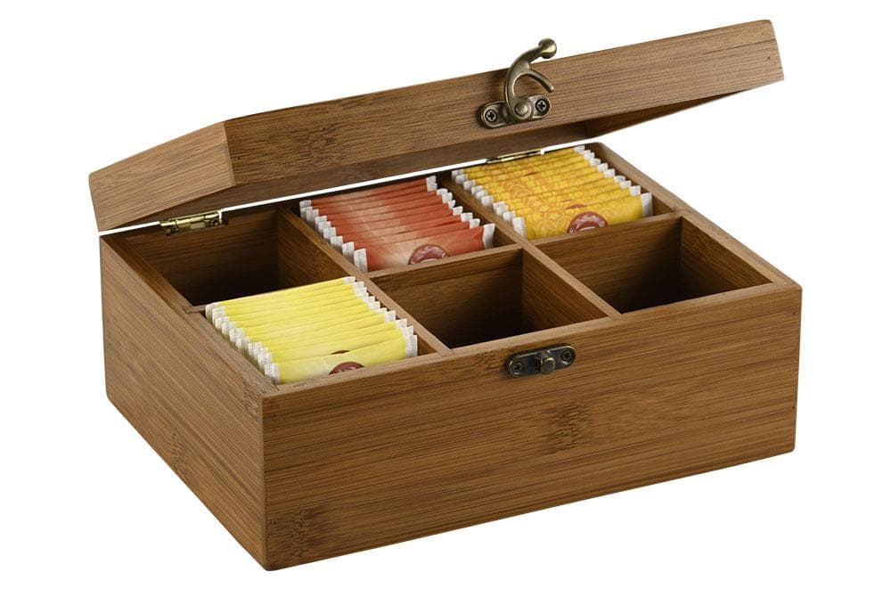 KESPER Teebox Beige Bambus 6 Fächer