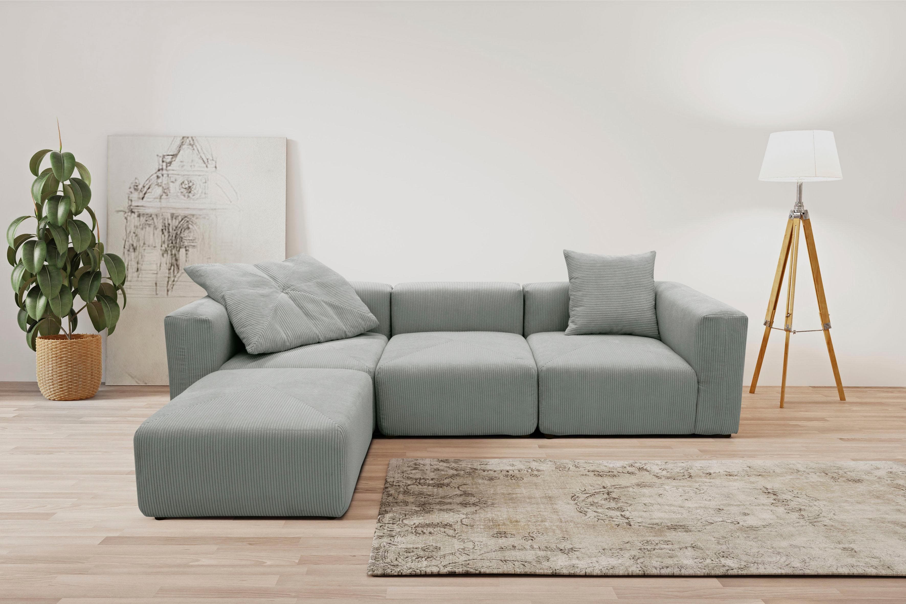 Ecksofa Modulsofa in Grau und Hellgrau