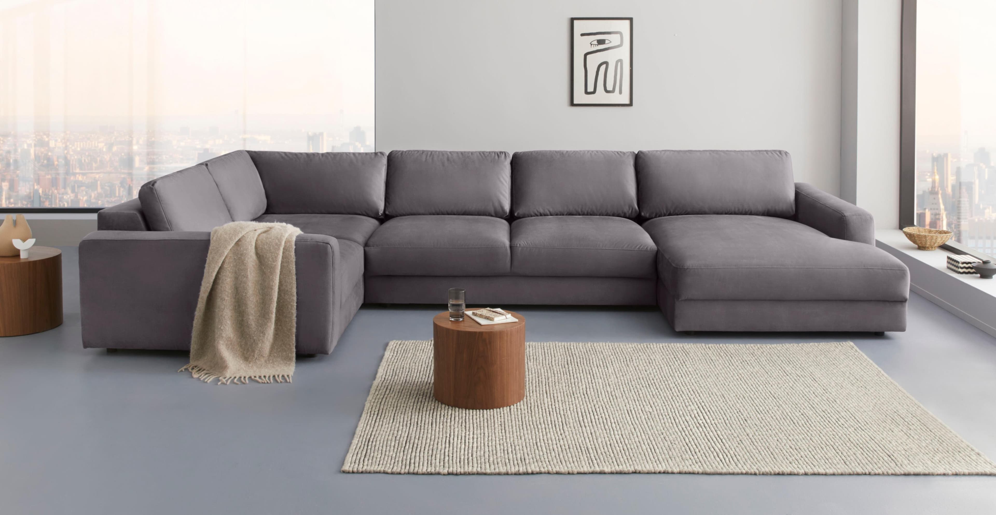 Home Affaire Bloomfield Wohnlandschaft U-Form Grau Samt