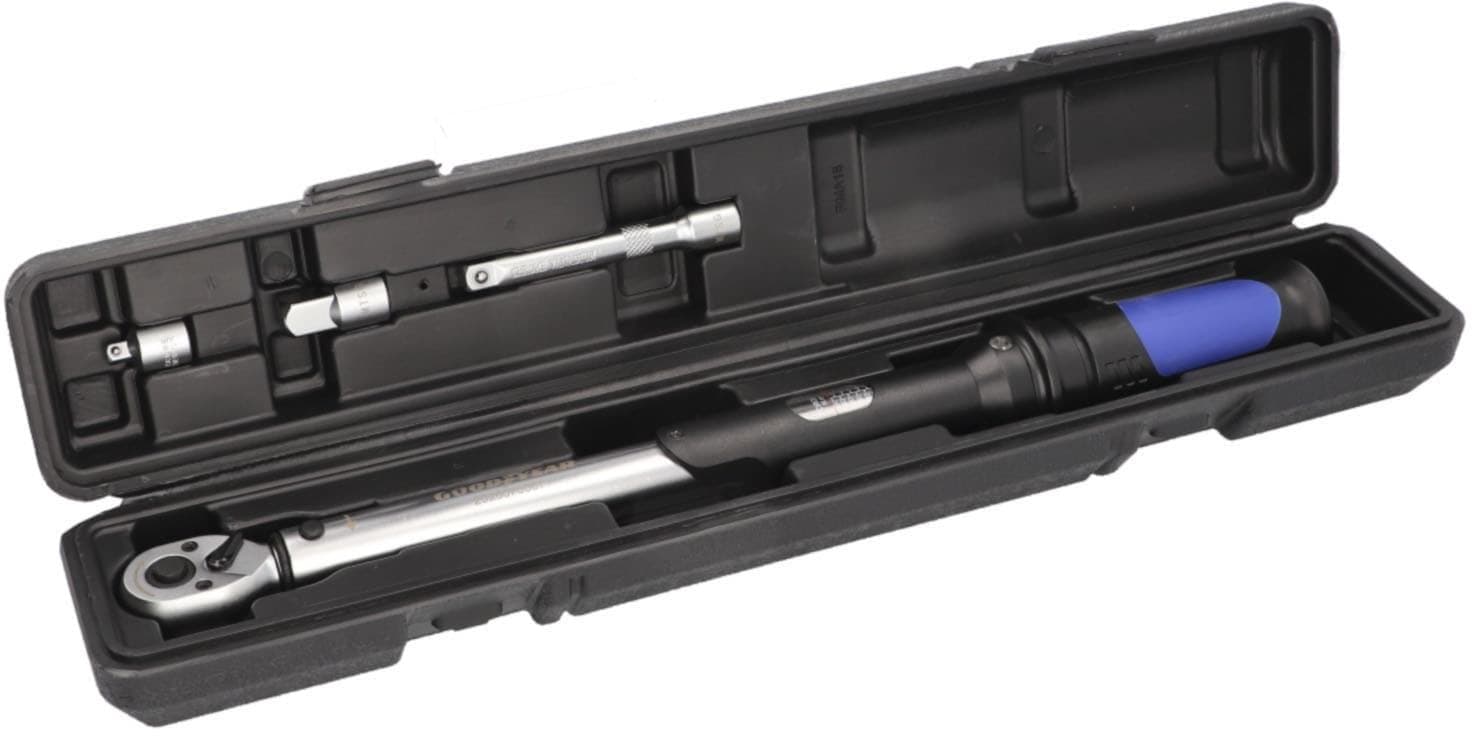 GOODYEAR Drehmomentschlüssel 20-120 Nm mit Adaptern Silber