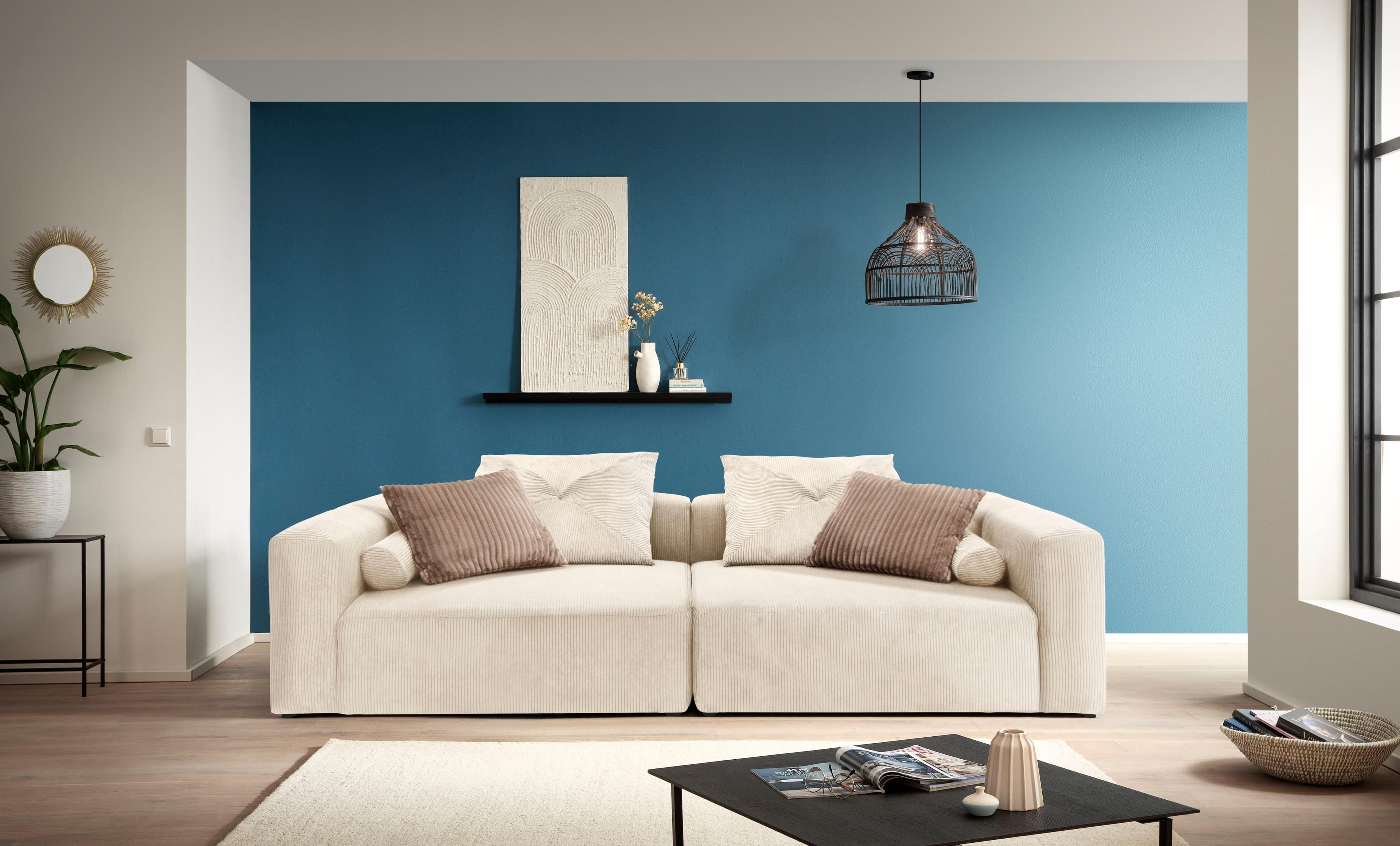 HOME AFFAIRE Big-Sofa Suyana Cord-Bezug Beige mit Federkern