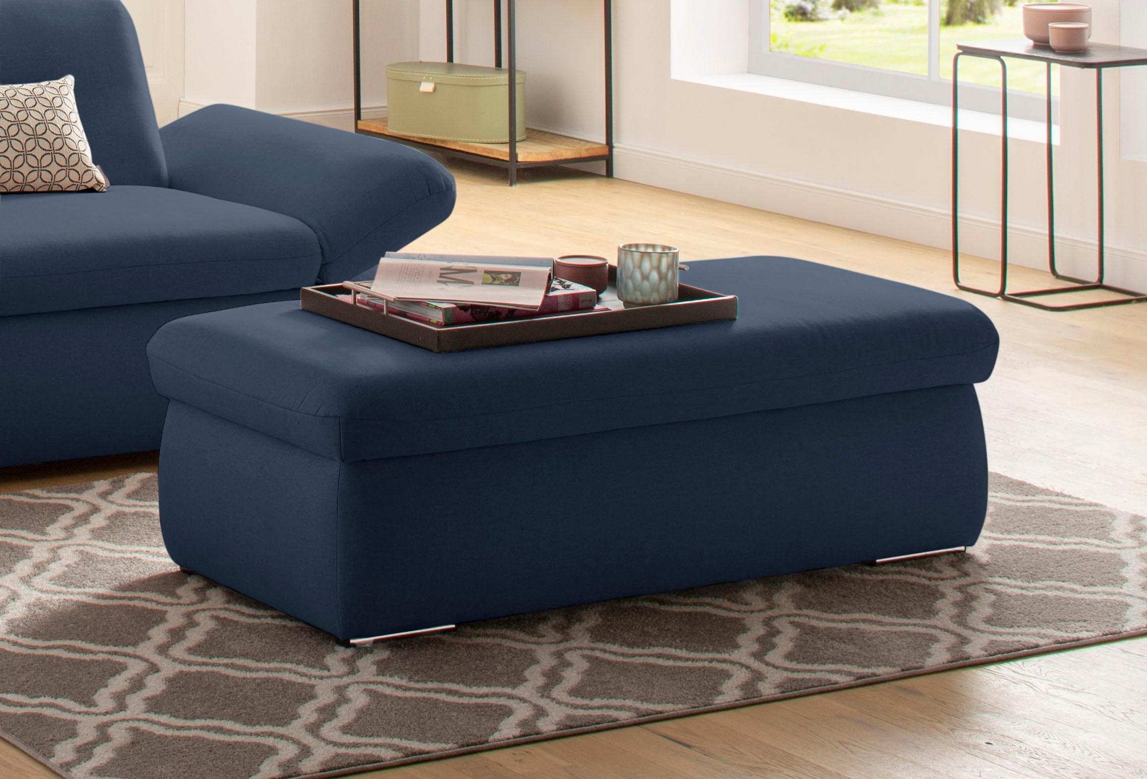 Home Affaire Polsterhocker Avesa Dunkelblau mit Staufach