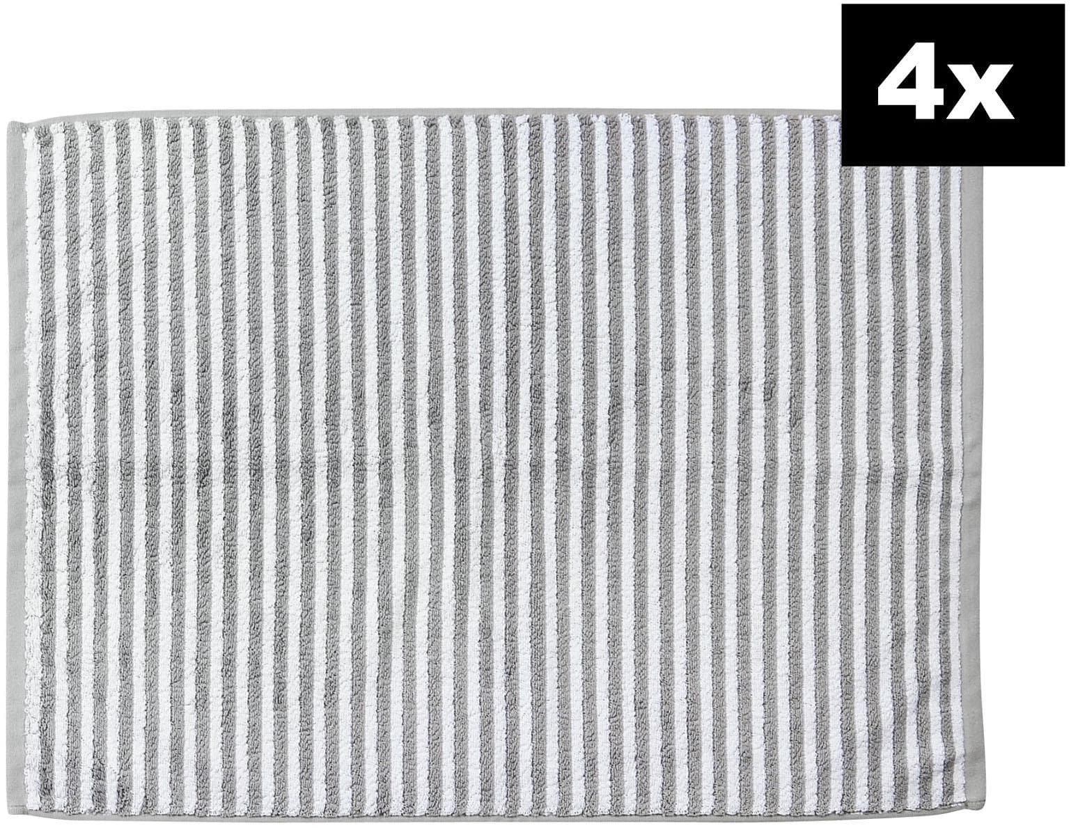 done. Badematte DAILY SHAPES Stripes 4er-Set Silber Jacquardgewebt