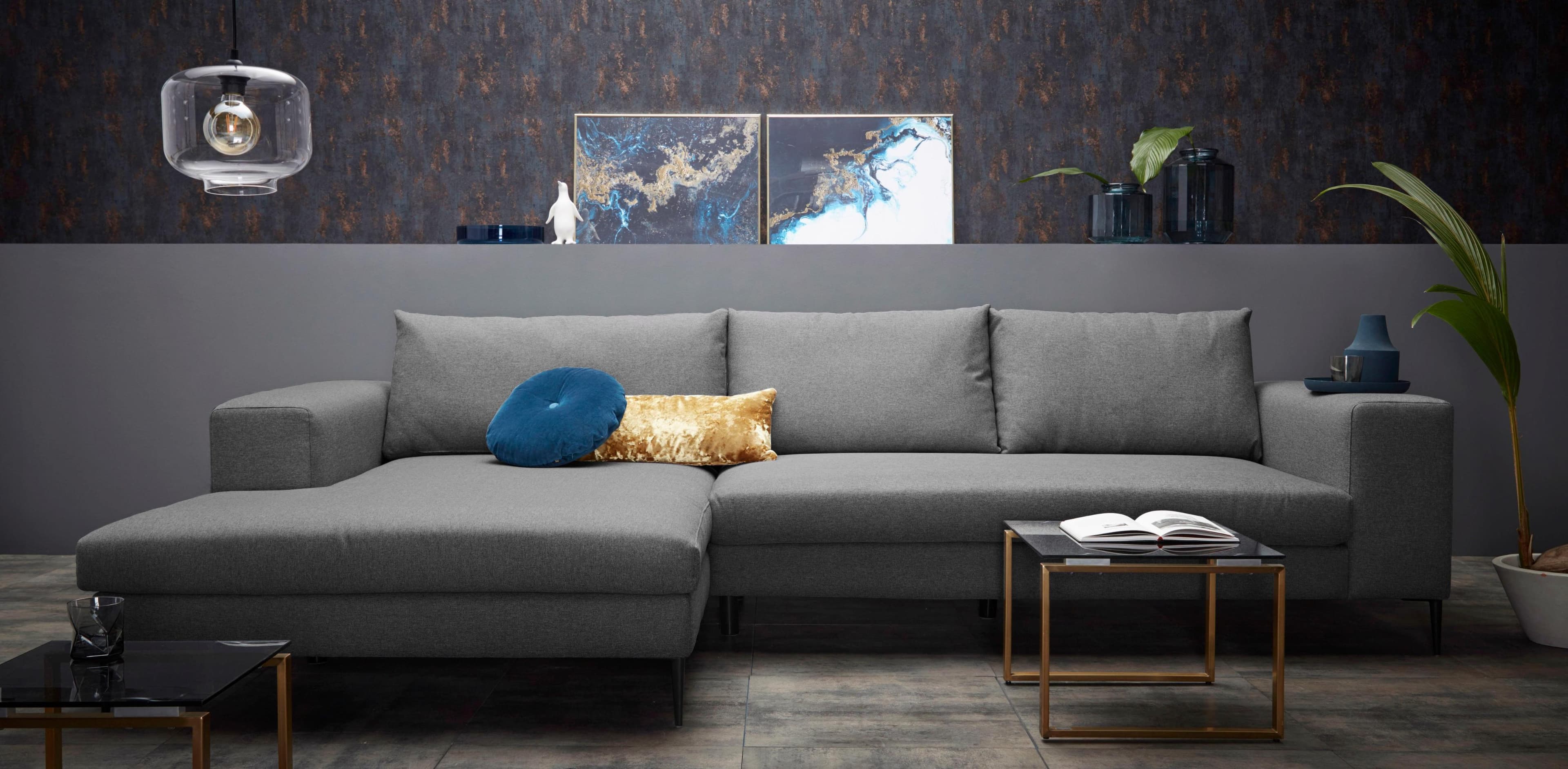 Home Affaire Ecksofa Aurora L-Form Silber mit Recamiere
