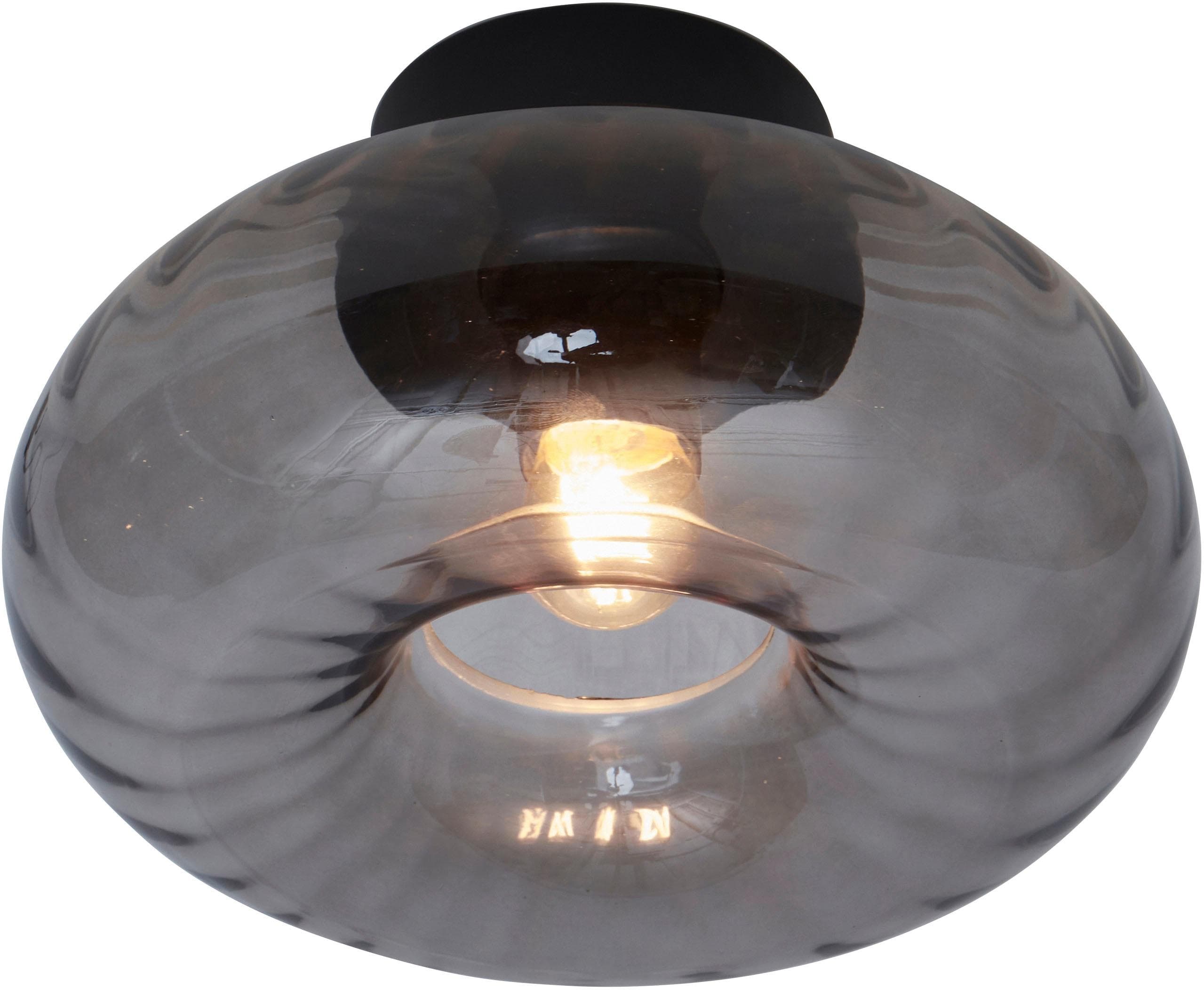 Moderne Deckenleuchte aus Glas in Schwarz und Rauch