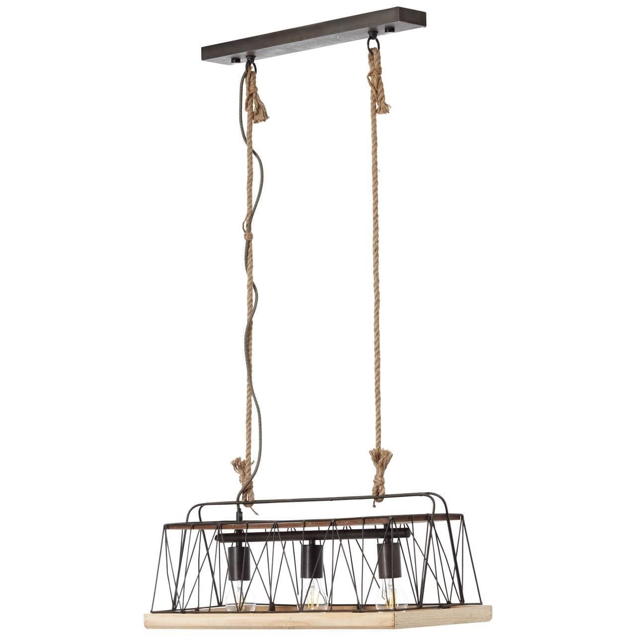 BRILLIANT Pendelleuchte Narcy 3flg burned steel/holz E27