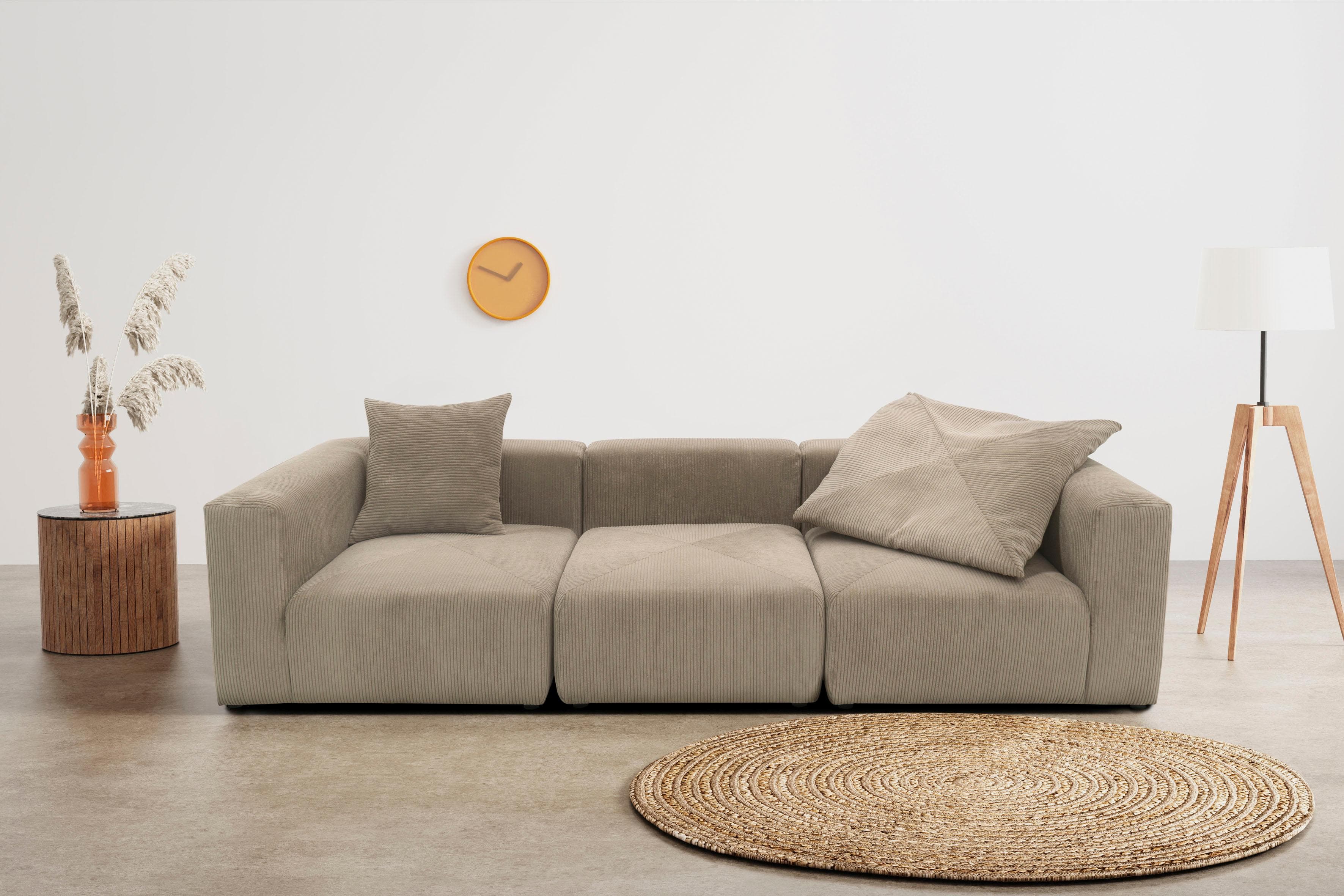 Home Affaire Gerrid Big-Sofa Braun Cord 3-Sitzer Modul