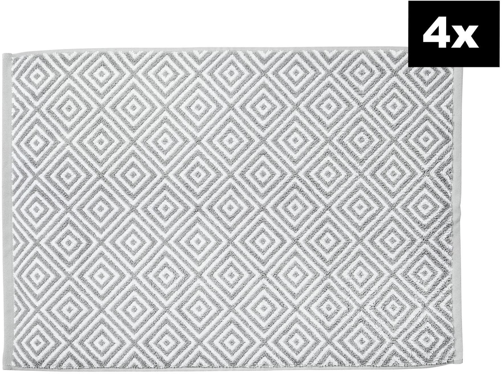 done. Badematte DAILY SHAPES Diamond 4er-Set Silber Jacquardgewebt