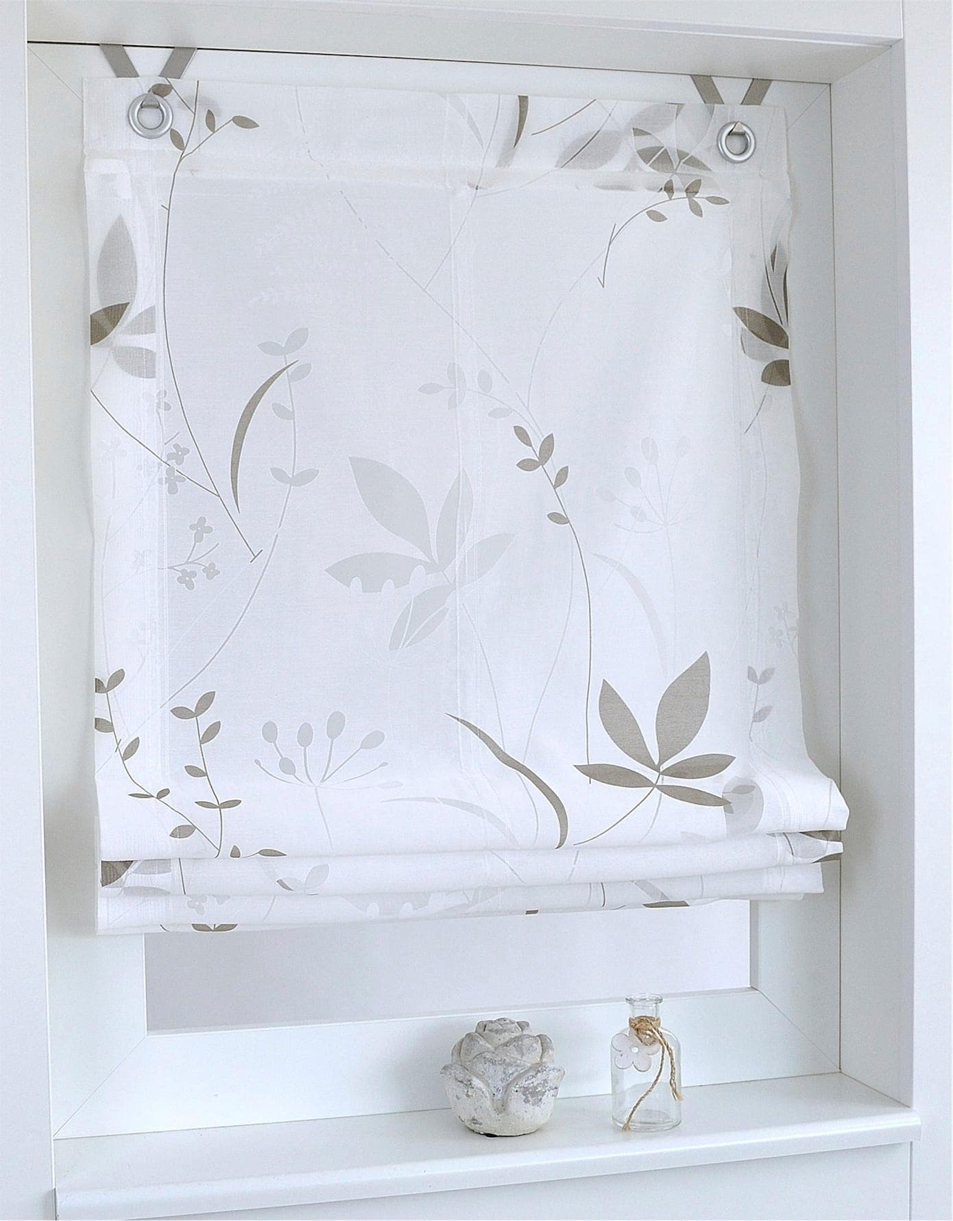 HEINE HOME Raffrollo Halbtransparent Grau/Weiß