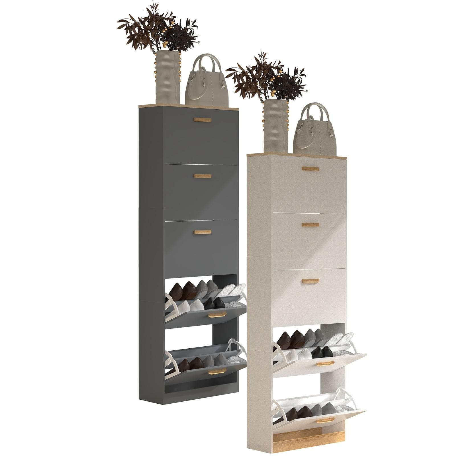 VCM Schuhschrank Halom XL Weiß 5 Fächer Holz