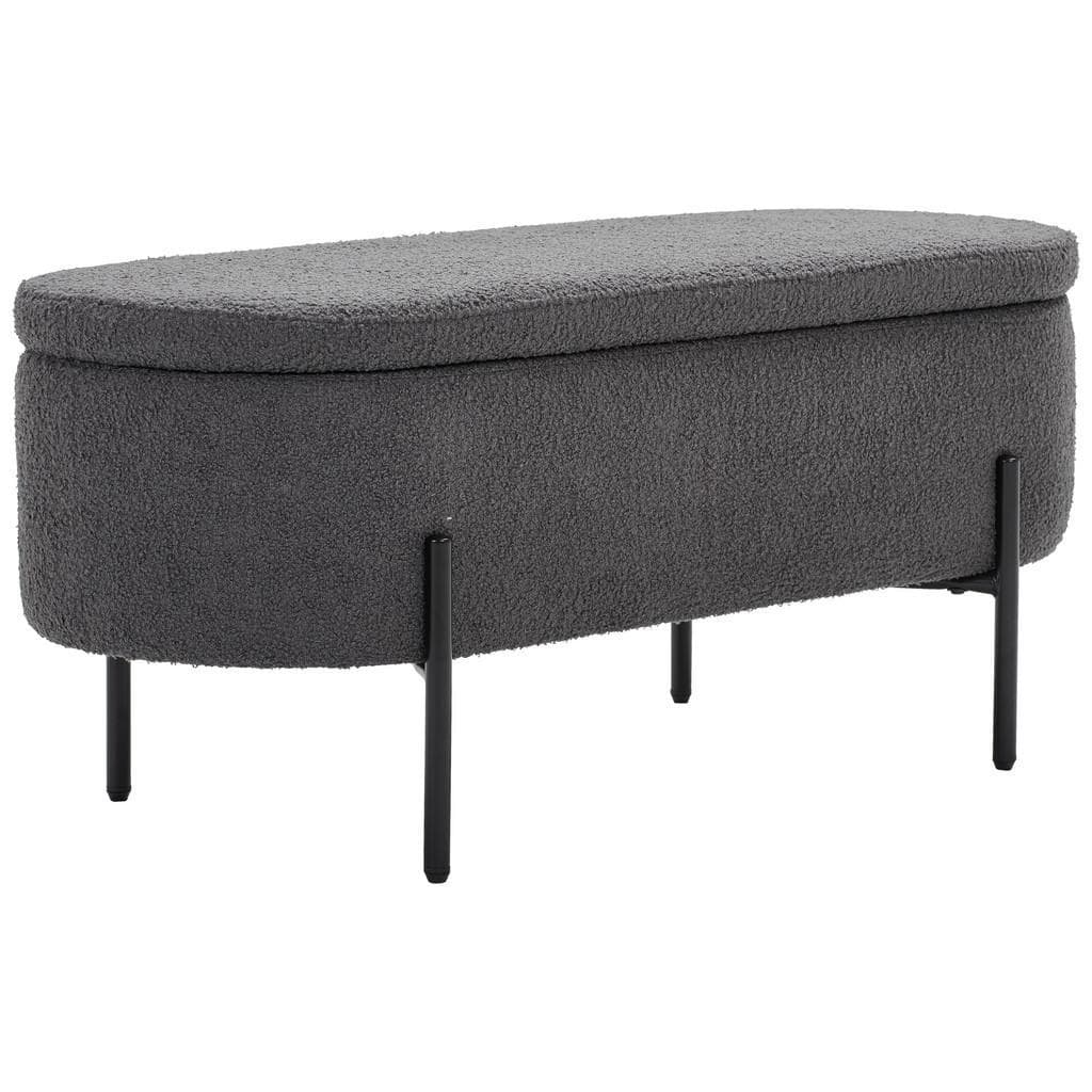 Novel Truhenbank Grau Schwarz Metall Textil Esszimmer