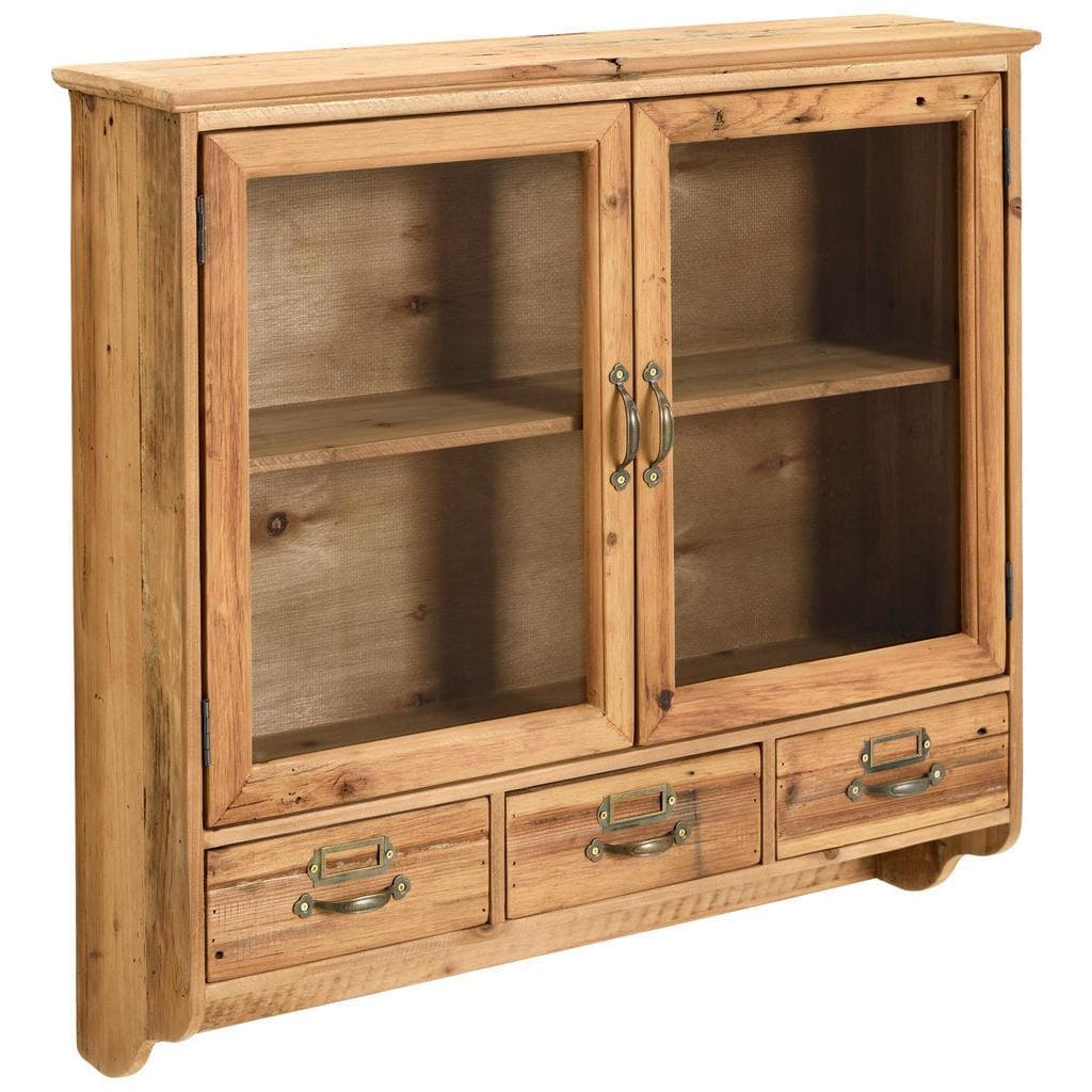 Landscape Hängevitrine Natur Holz Tanne Massiv 1 Fach 3 Schubladen