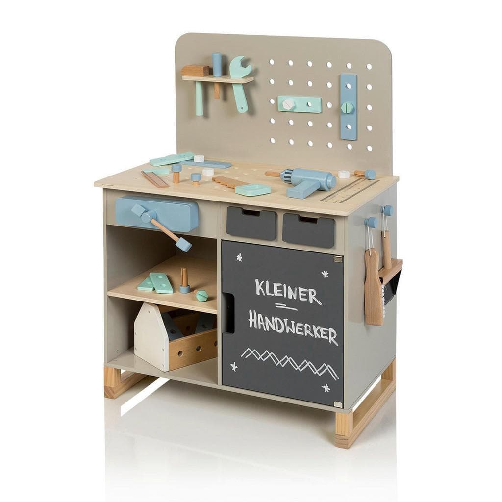 Musterkind Kinderwerkbank Fagus Grau Natur Holz
