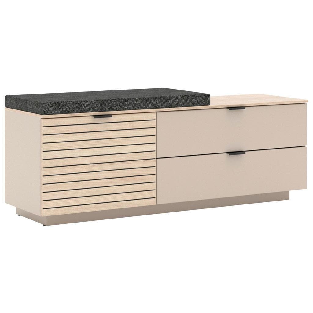 Xora Garderobenbank Anthrazit Eiche Kaschmir Metall 1-Sitzer 2 Schubladen