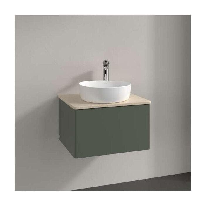Villeroy und Boch Antao Waschtisch-Unterschrank mit Beleuchtung, 1 Auszug, Leaf Green Matt Lacquer