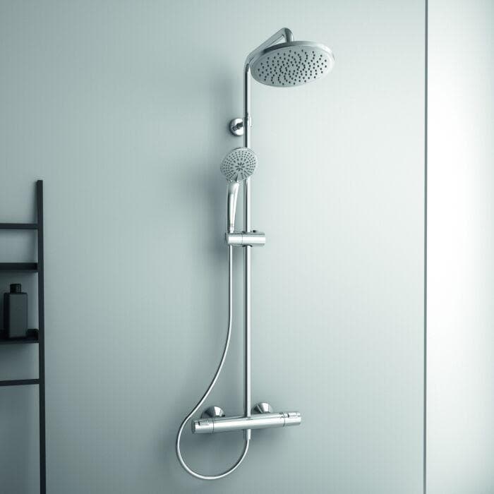 Ideal Standard Idealrain Duschsystem A7208AA verchromt mit CeraTherm T25 Brausethermostat