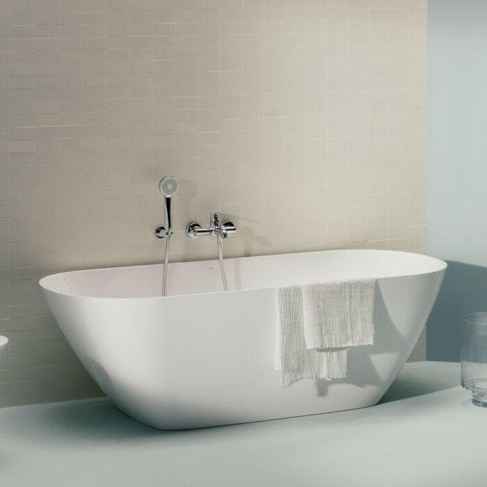 Laufen Lua Freistehende Badewanne 170x75 cm Marbond Weiß