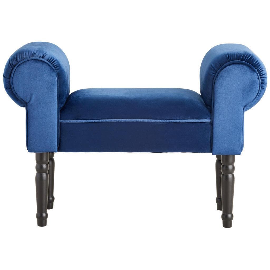 Xora Hocker Blau Samt Kiefer Massiv