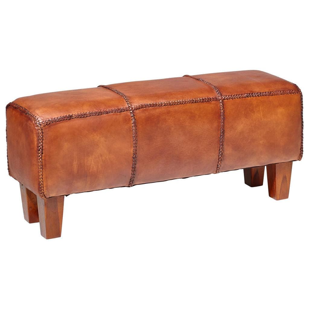 Landscape Sitzbank Braun Teakholz Echtleder Esszimmer