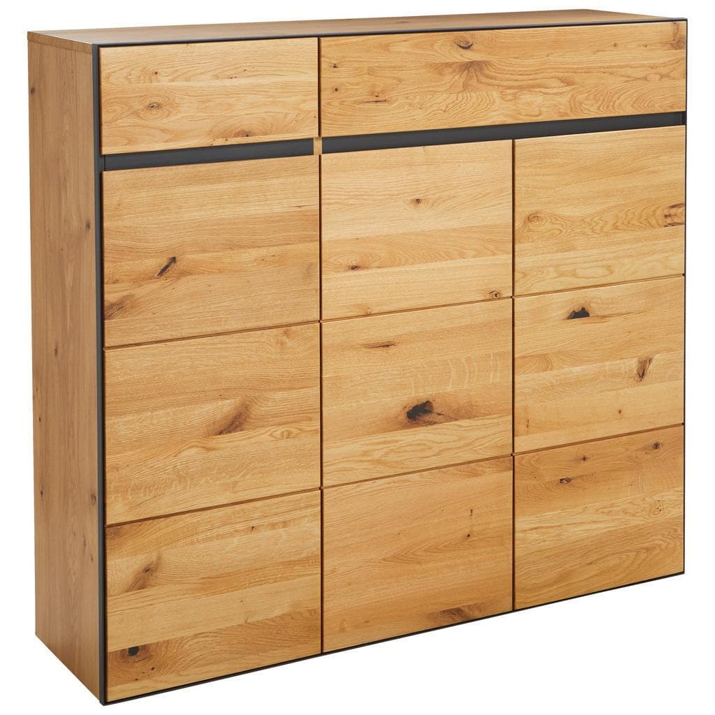Linea Natura Schuhschrank Wildeiche Metall 8 Fächer 2 Schubladen
