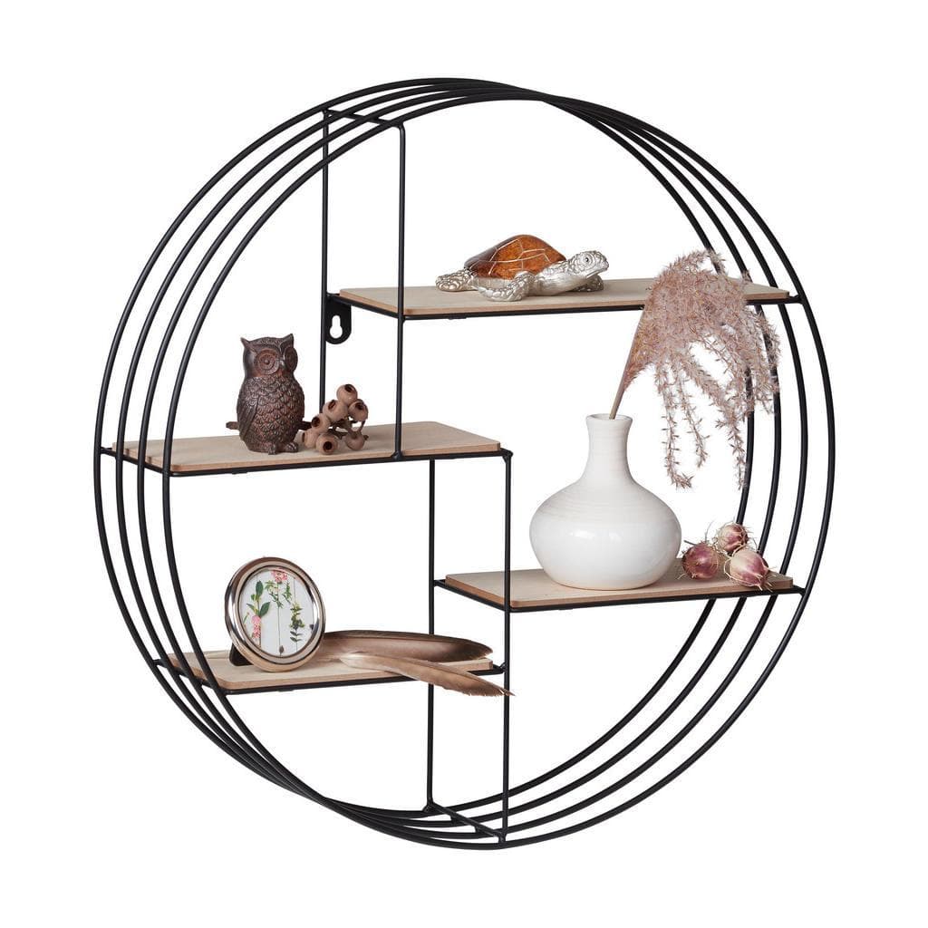 Landscape Wandregal Schwarz Hellbraun Metall Holzwerkstoff