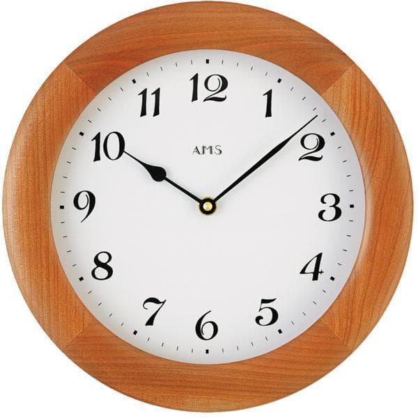 Wanduhr AMS W929/9 Kirschbaumfarben Quarzuhr Holz Erle Wohnzimmer Esszimmer Küche