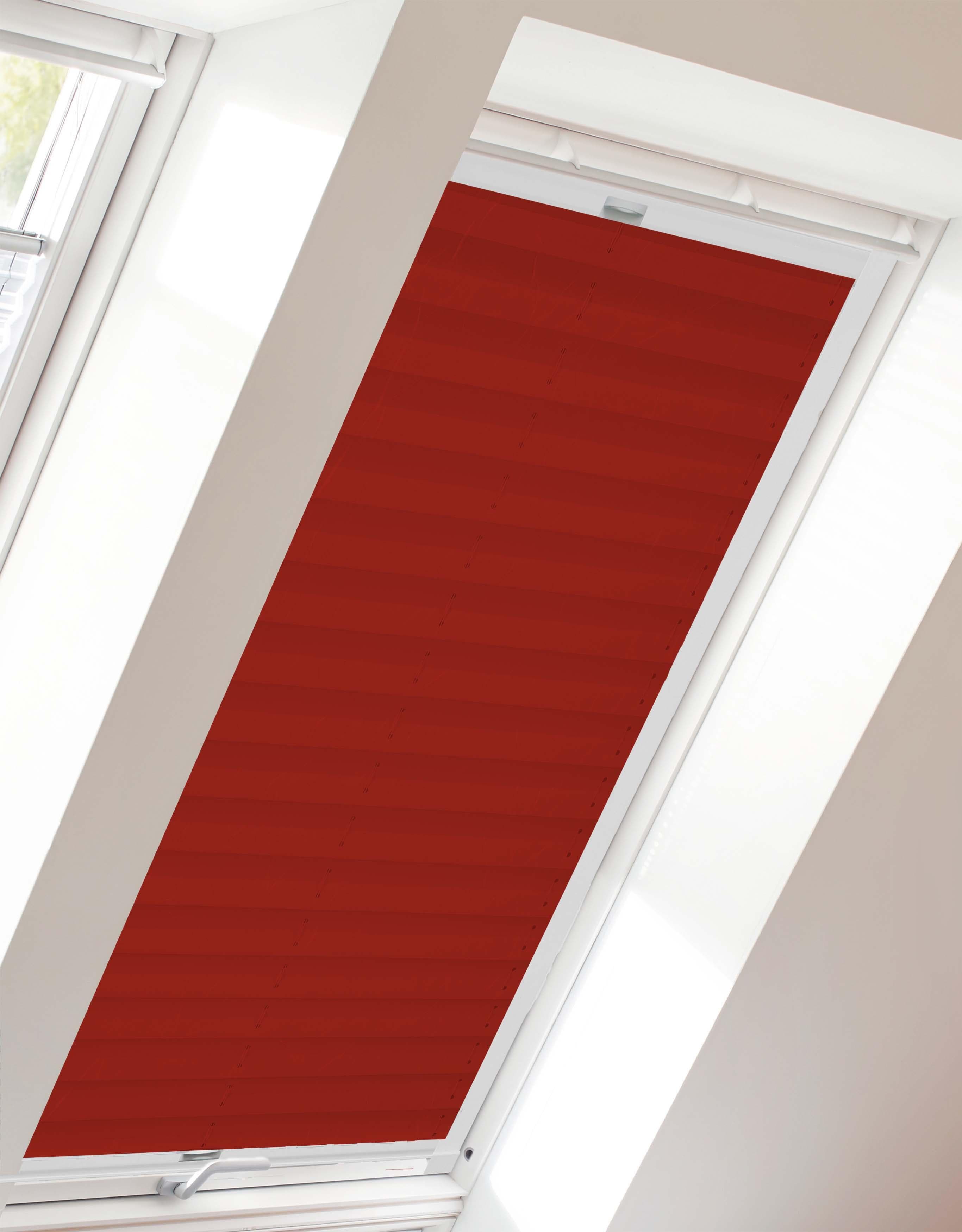 Dachfensterplissee SUNLINES Young Style Crush Rot Weiß Polyester