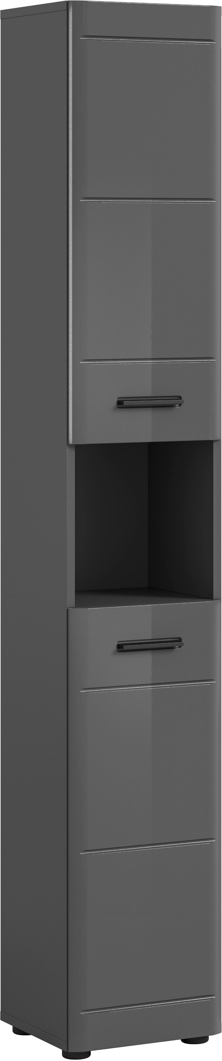 WELLTIME Hochschrank Doux Grau Hochglanz mit Soft-Close