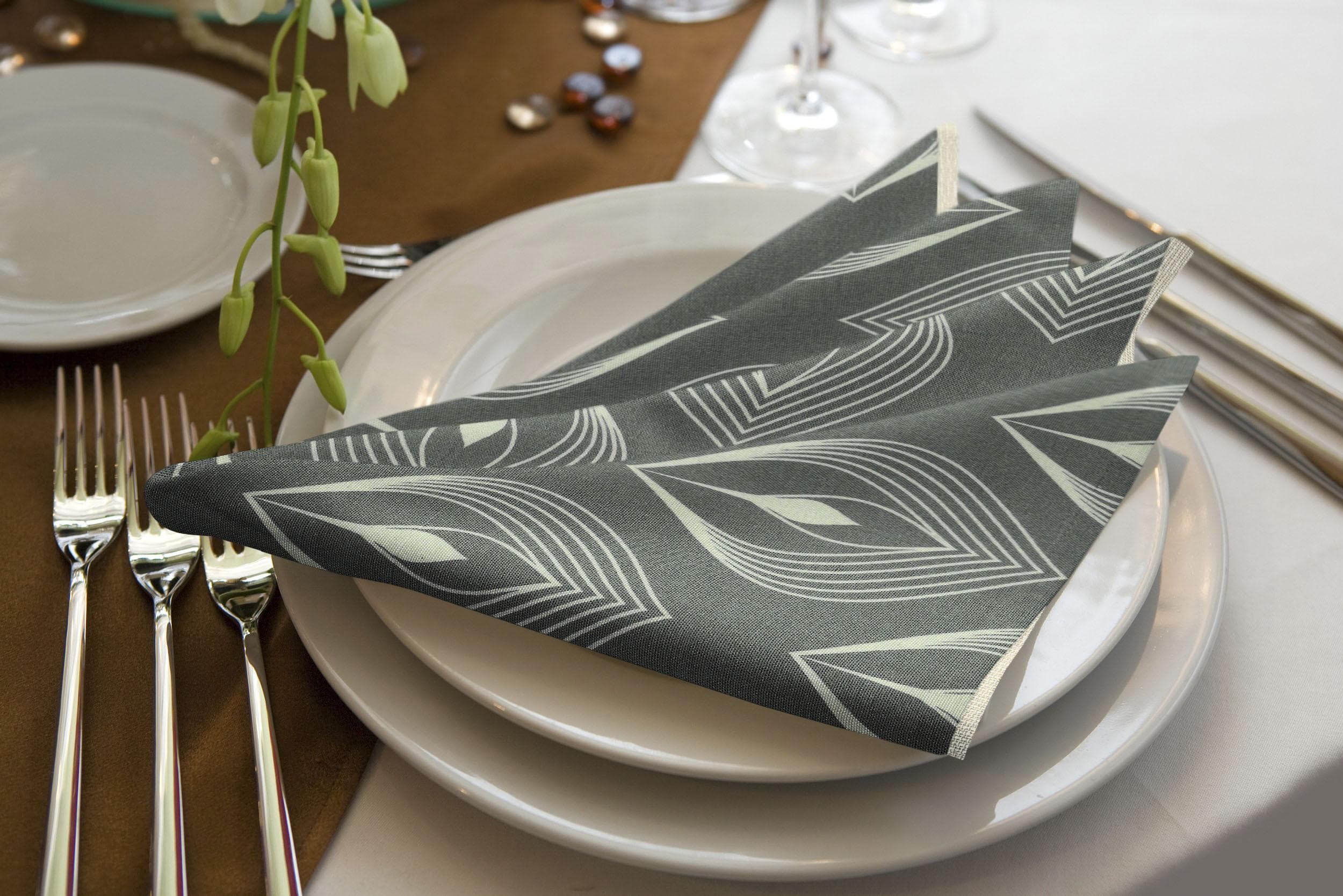 ADAM Stoffservietten Feathers 4er-Set Blau Baumwolle