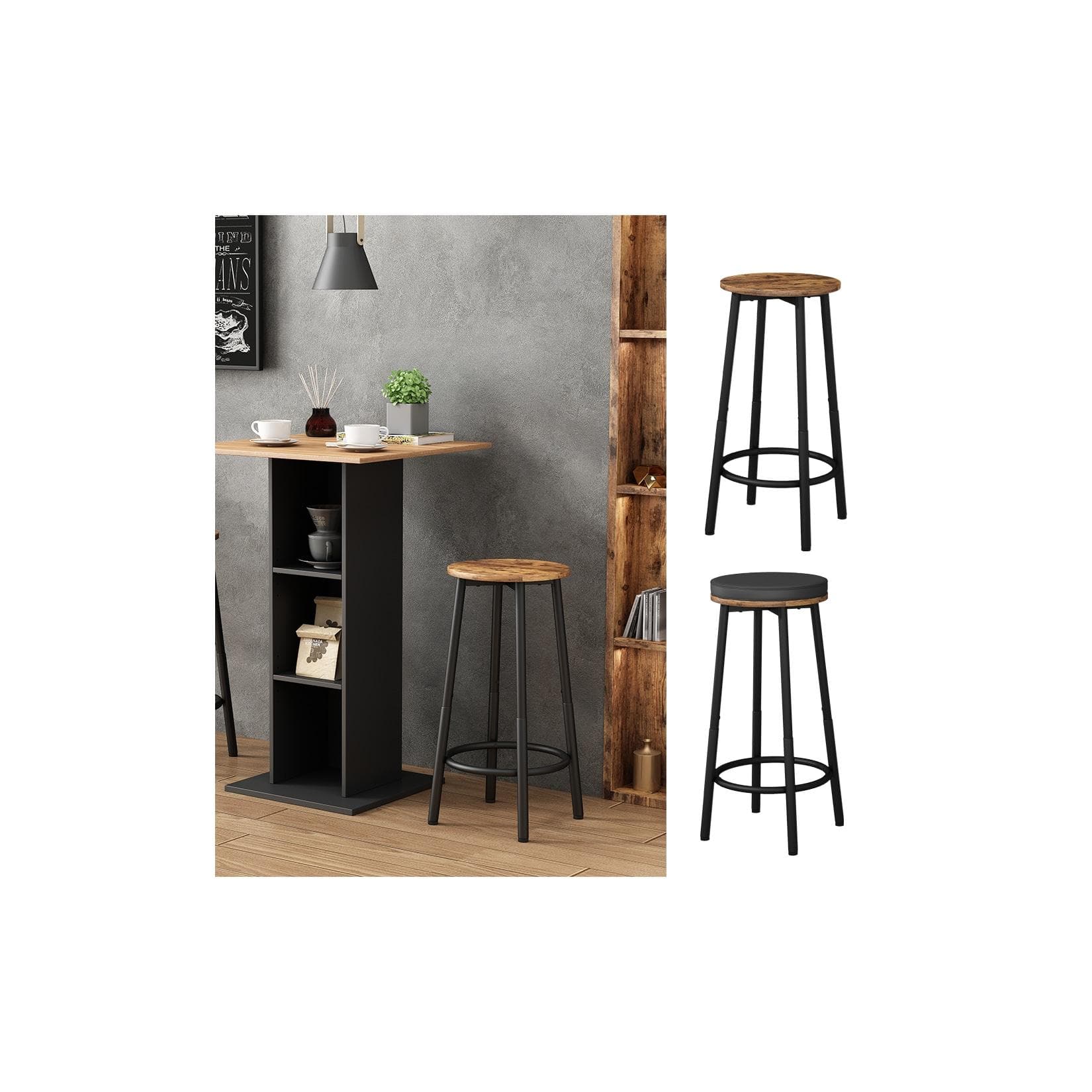 Vicco Barhocker Edmonton Eiche Rustikal 2er Set