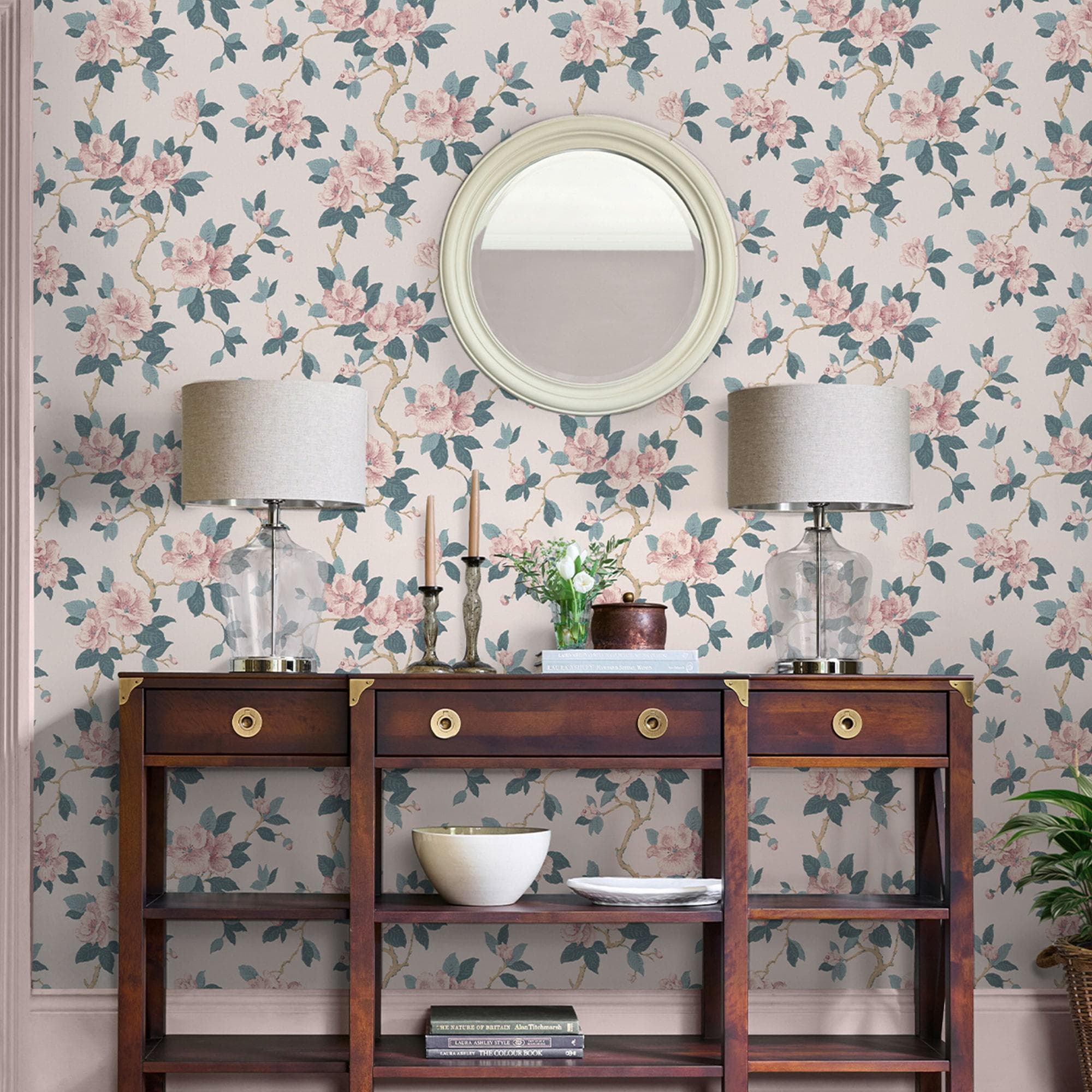 Laura Ashley Vliestapete Maya Rosa Blumenmuster