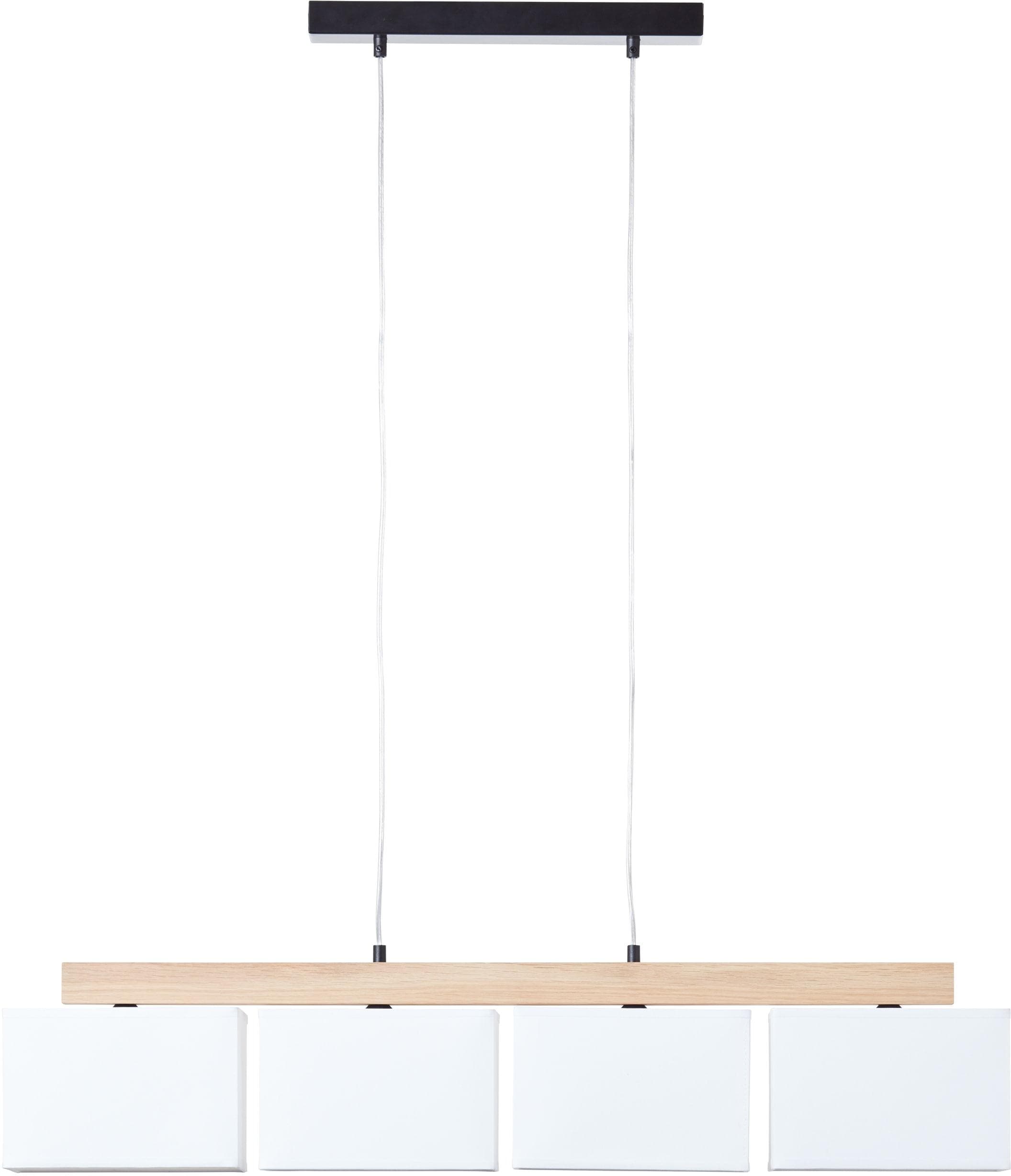 BRILLIANT Pendelleuchte Rayan Braun Weiß 4x E27 Holz Stoff
