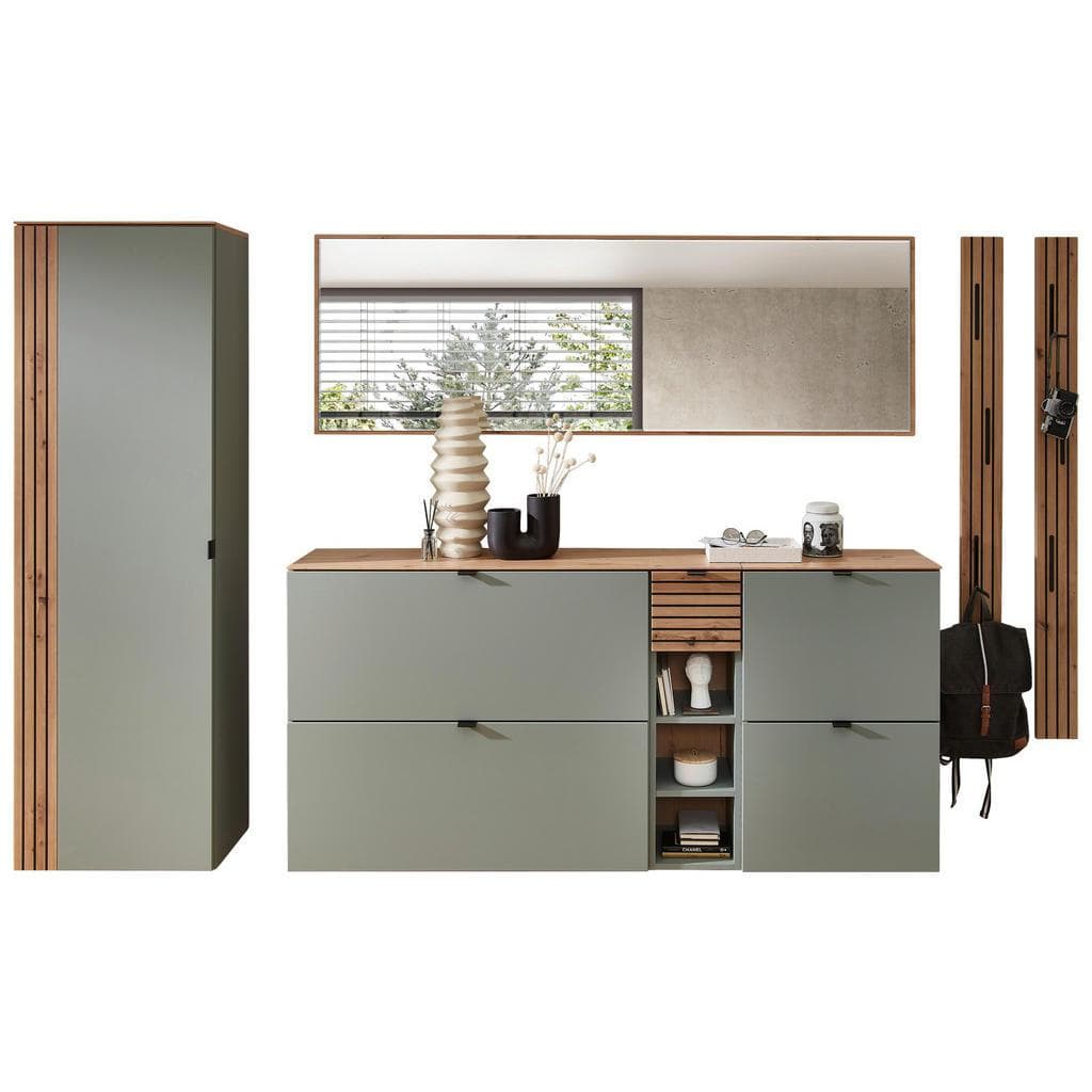 Voleo Garderobe Salbeigrün Eiche Artisan 7-teilig