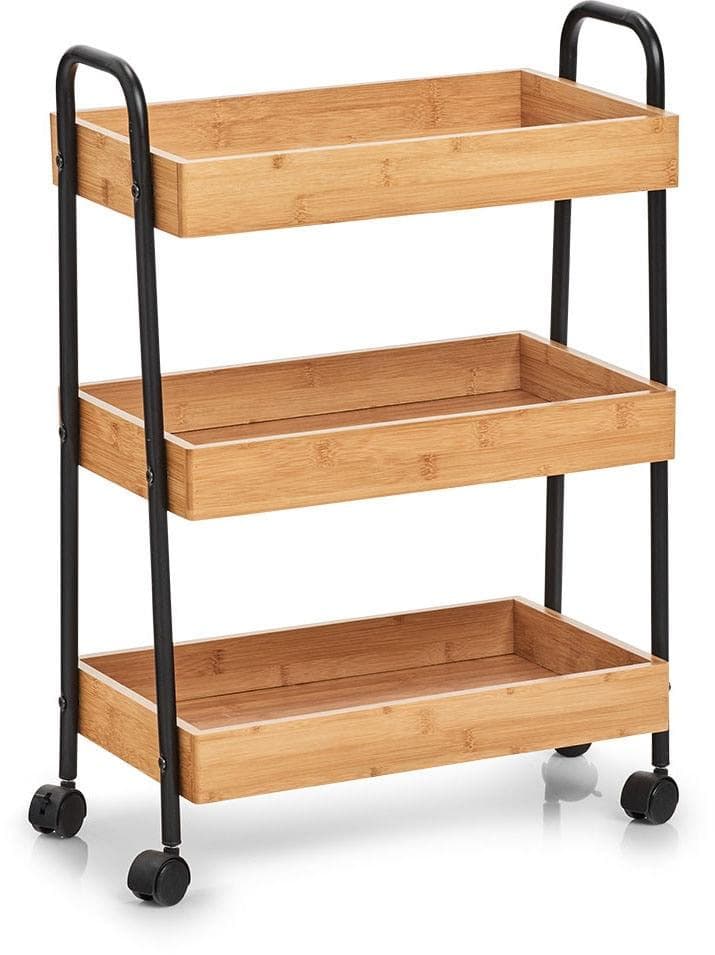 ZELLER PRESENT Beistellwagen Bambus/Metall Beige Aufbewahrungsboxen