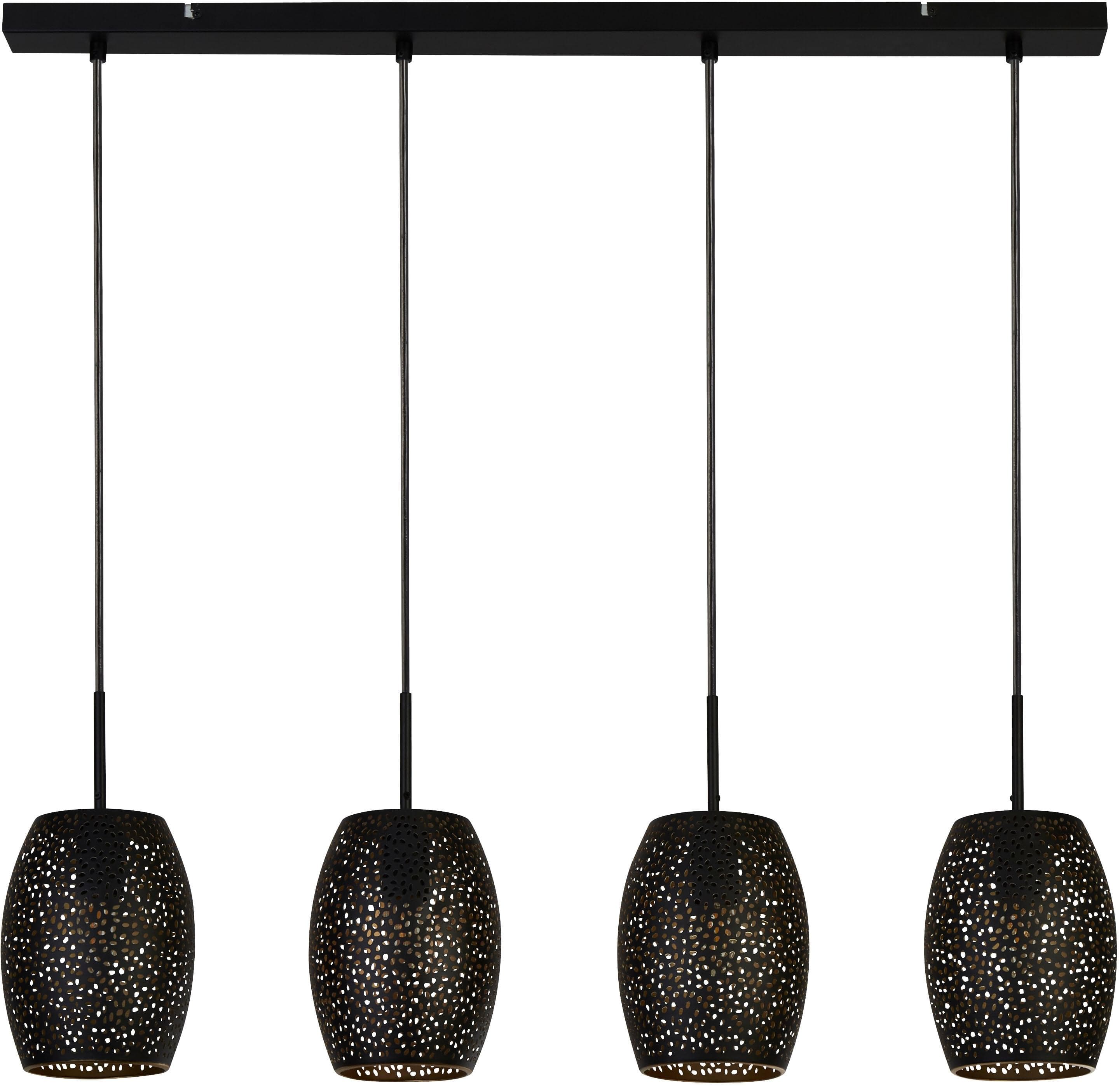 SEARCHLIGHT Hängeleuchte Laser 4-flammig Mattschwarz und Gold