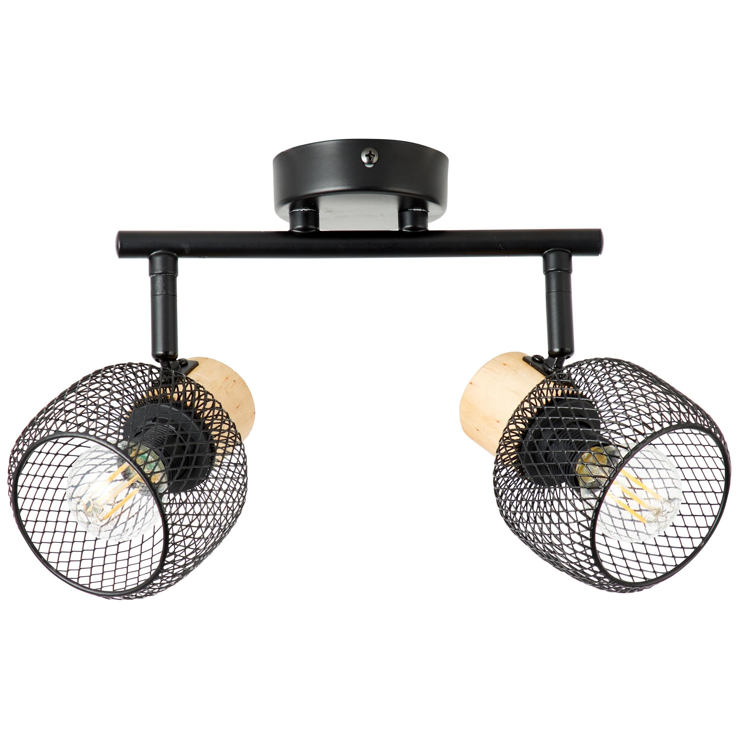 BRILLIANT Deckenstrahler Giada Schwarz/Holz 2-flammig