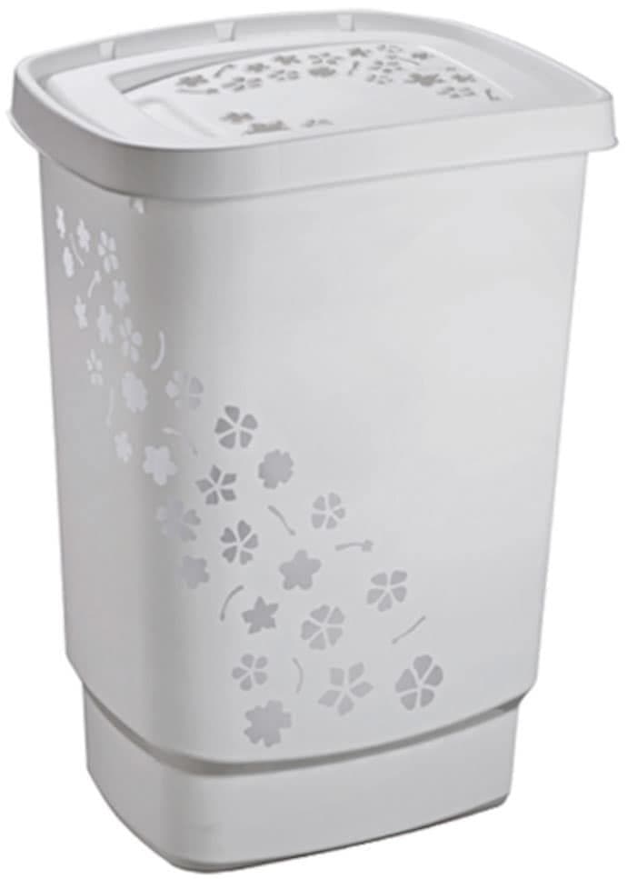 ROTHO Wäschekorb Flowers Grau 55 Liter Polypropylen
