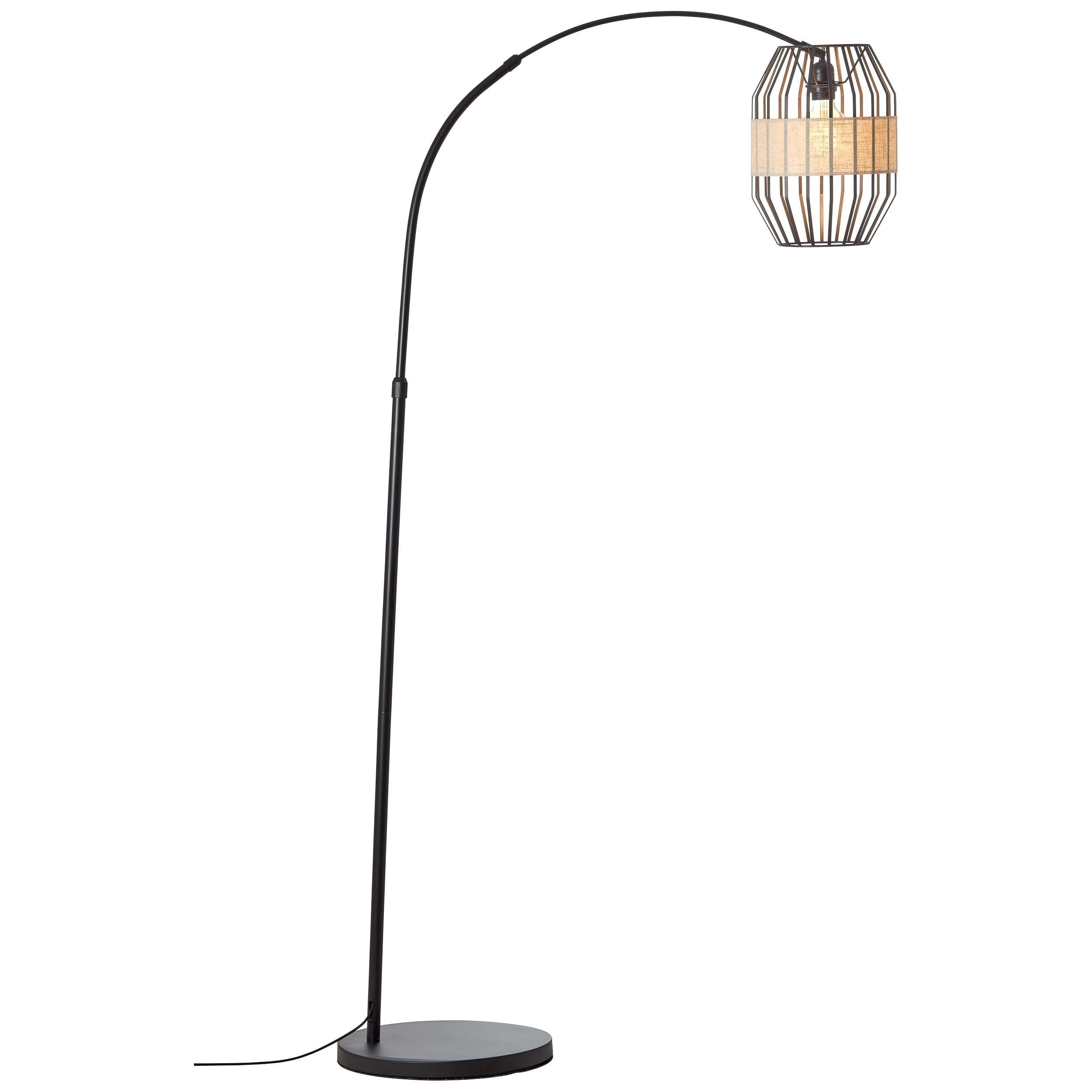 BRILLIANT Bogenlampe Slope Schwarz/Natur mit Fußschalter