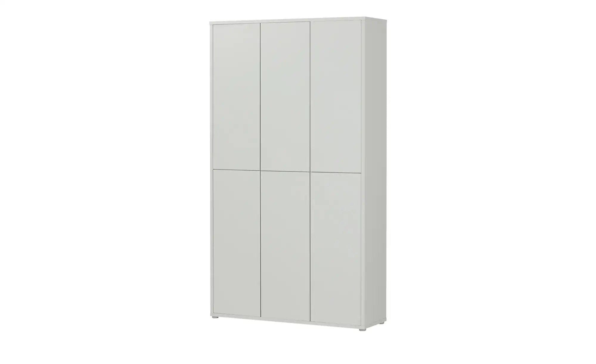 Schuhschrank mit 8 Böden und 6 Türen - grifflos in hellgrau