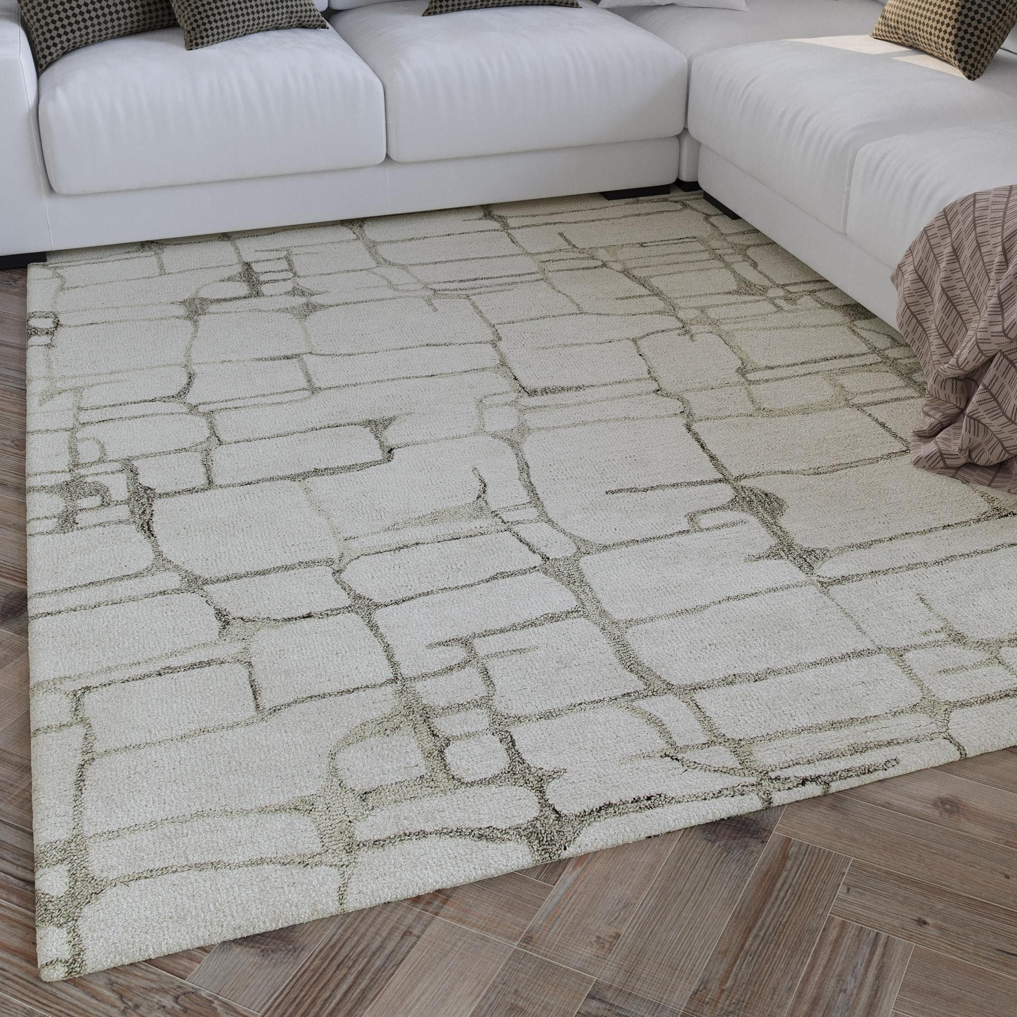 WECON HOME Wollteppich Hamptons TWELVE cremeweiß Geometrisch