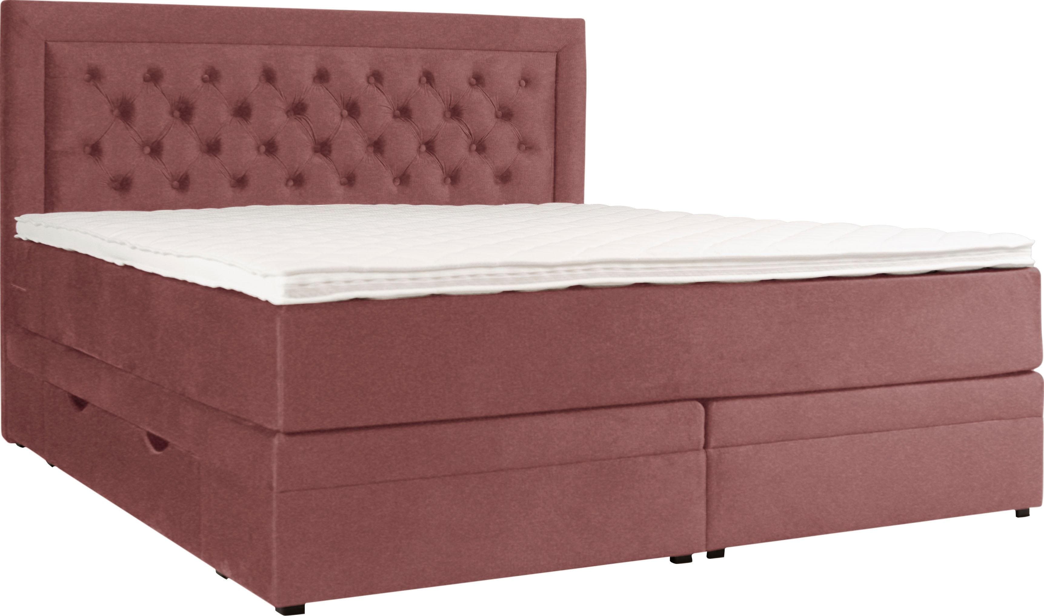 HOME AFFAIRE Boxspringbett Julien Rot Samtvelours mit Matratze