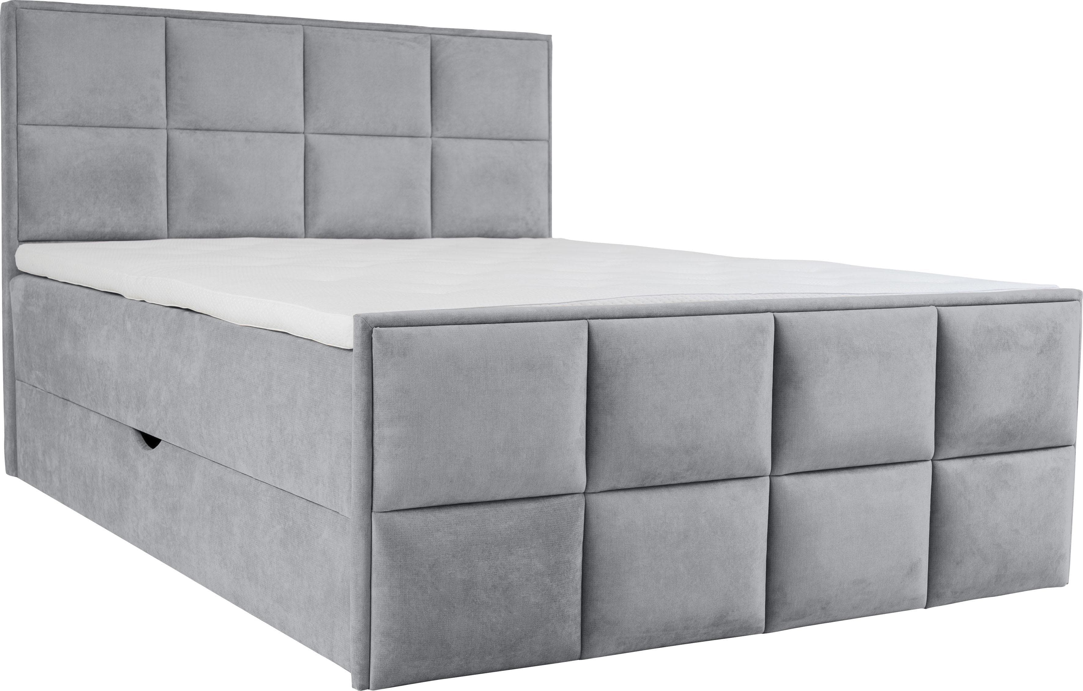 HOME AFFAIRE Timeo Boxspringbett hellgrau Samtvelours