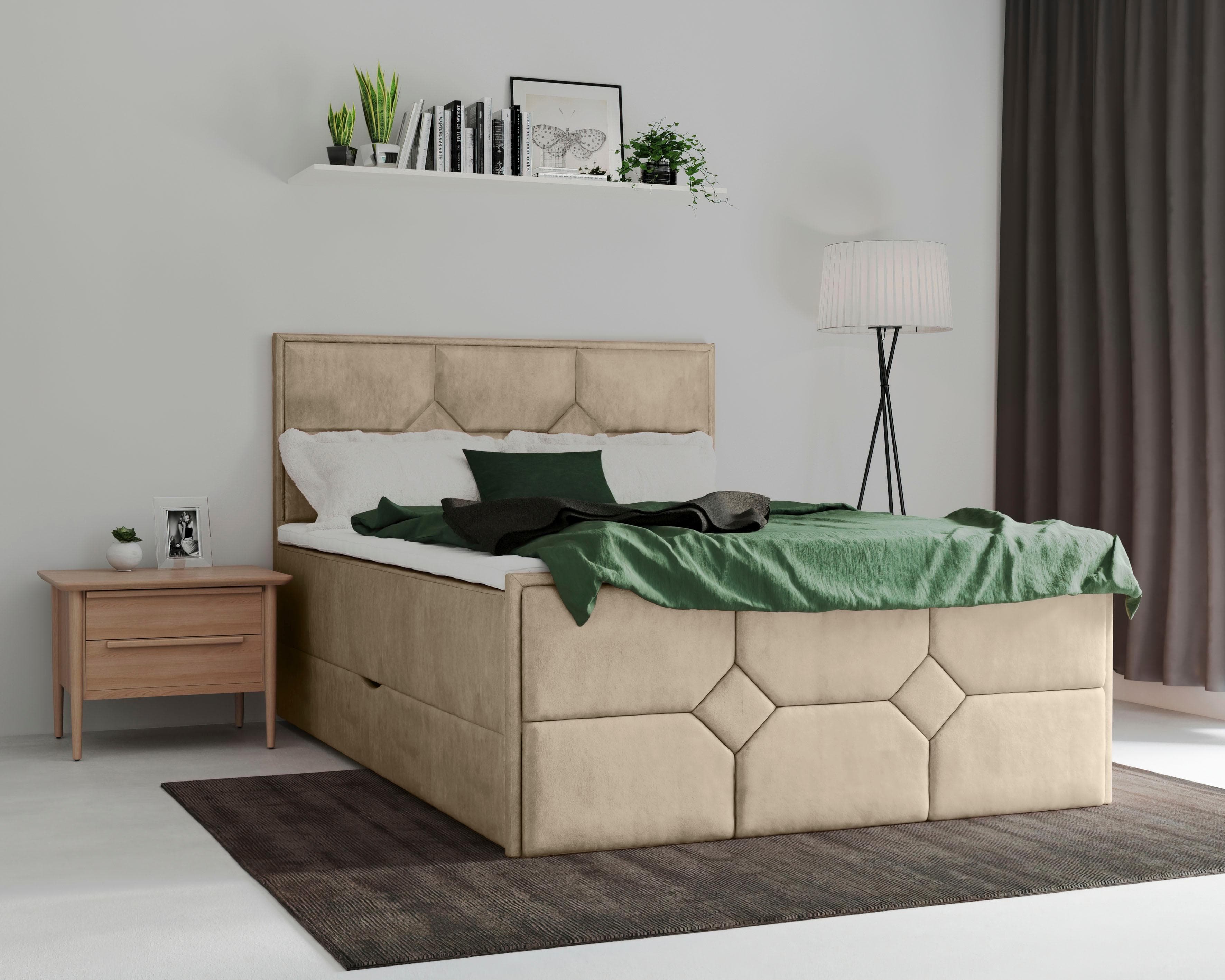 Boxspringbett HOME AFFAIRE Ambre Beige mit Taschen-Federkern