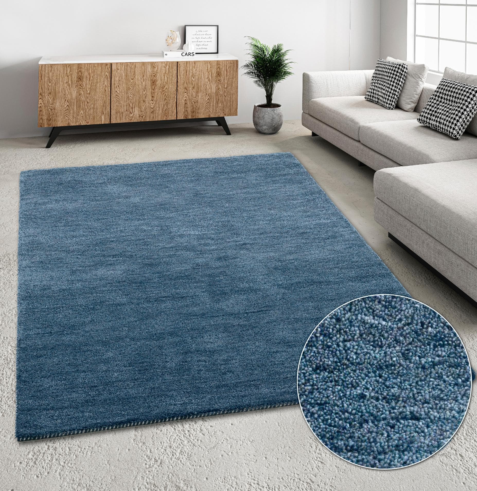 Theko Wollteppich Gabbeh Uni Handgefertigt Meliert Wolle