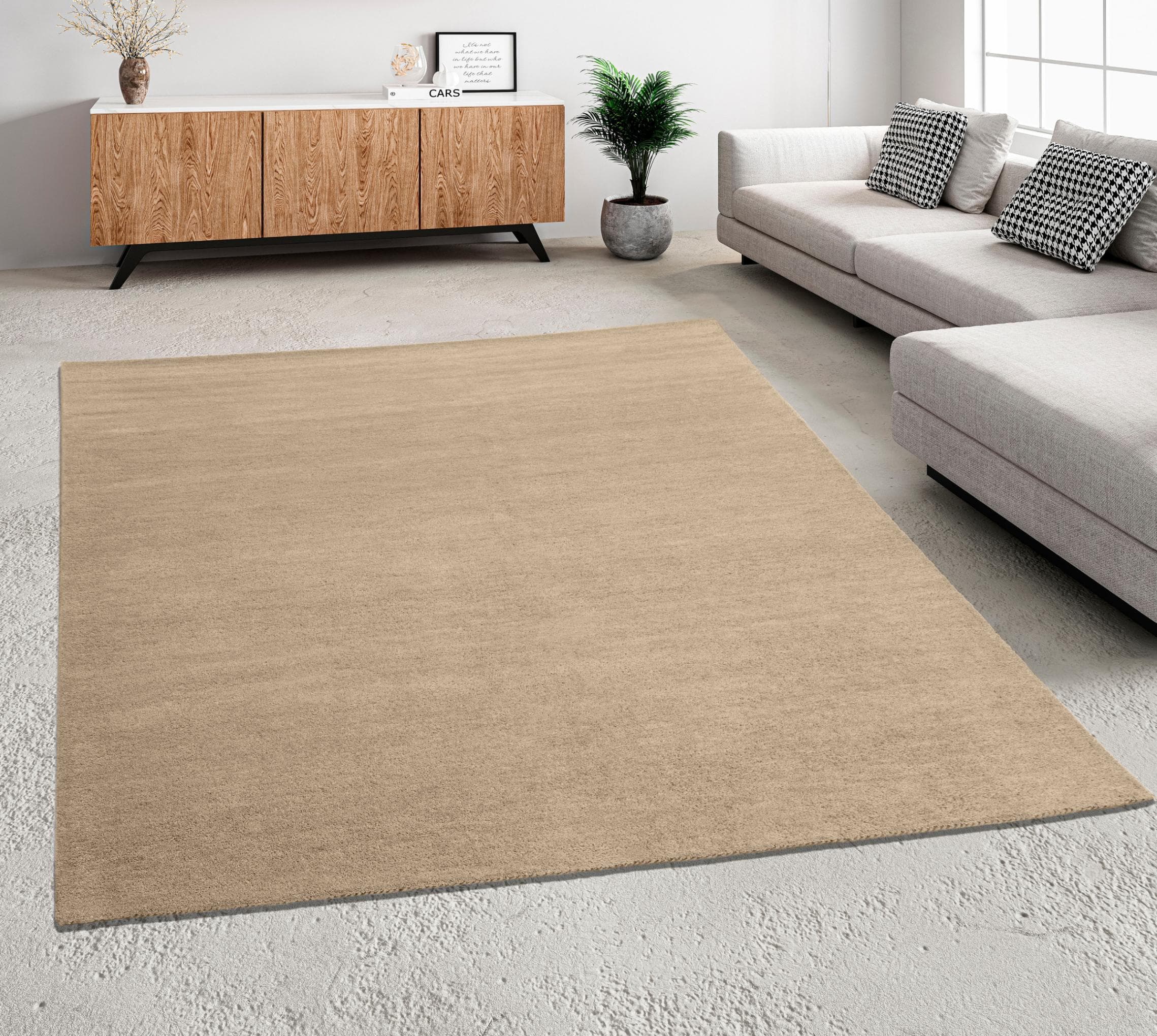 Traditioneller Gabbeh-Teppich aus Wolle, beige, 160x230 cm
