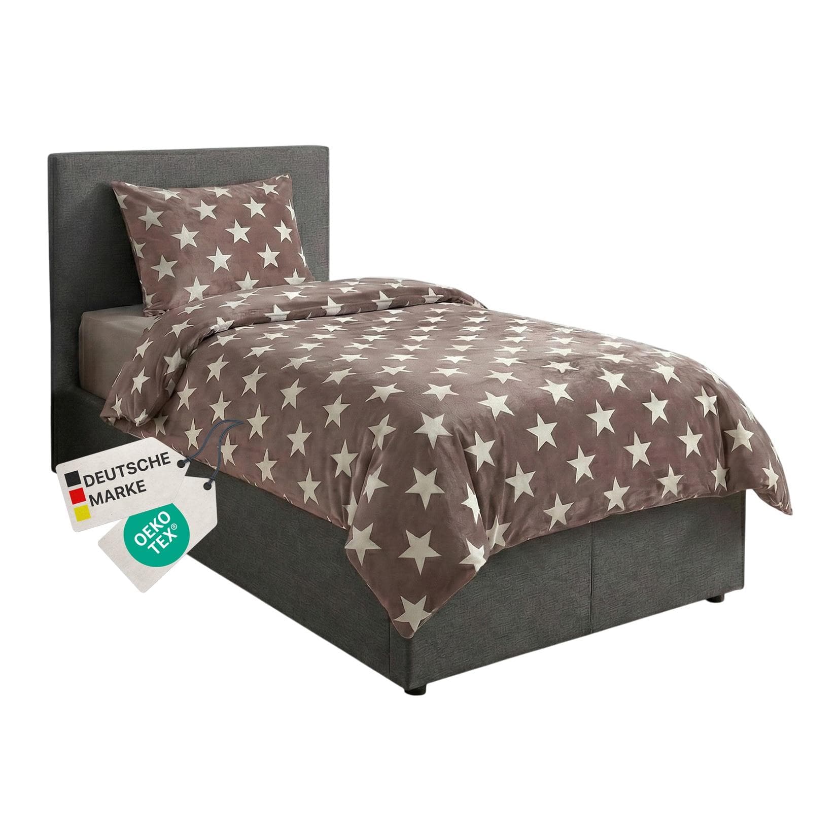 NYVI Winter Bettwäsche CozyStar Soft 2-teilig Aubergine Sterne