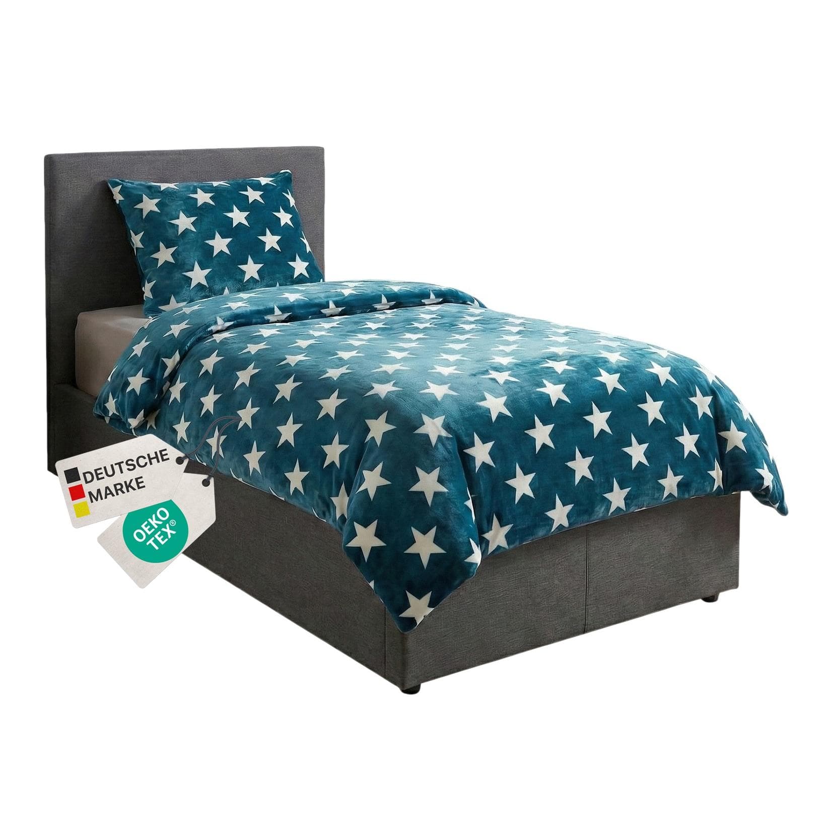NYVI Winter Bettwäsche CozyStar Soft 2-teilig Petrol Sterne