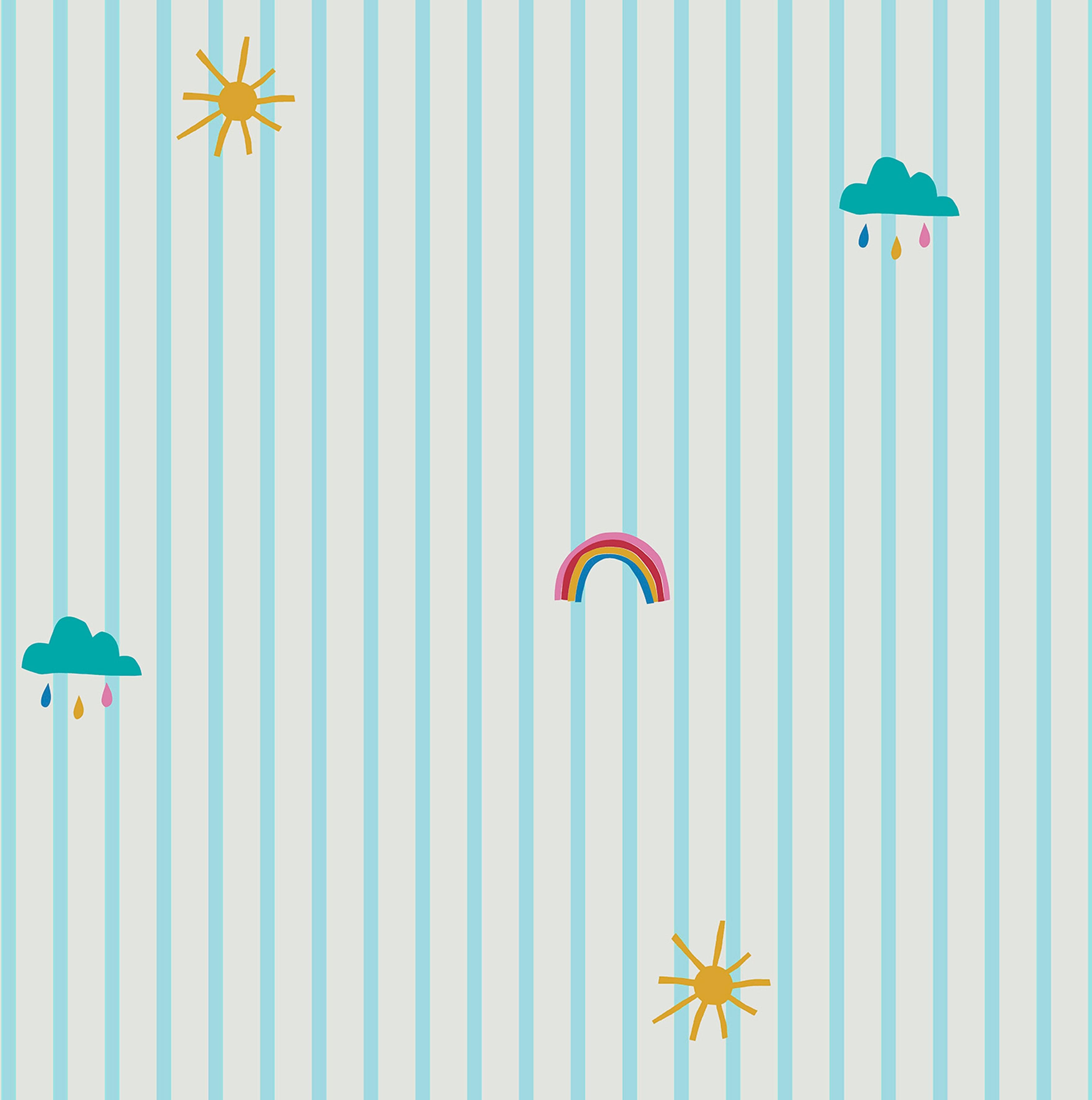 Joules Vliestapete "Whatever the Weather Icons Haze Blue" Blau Motiv