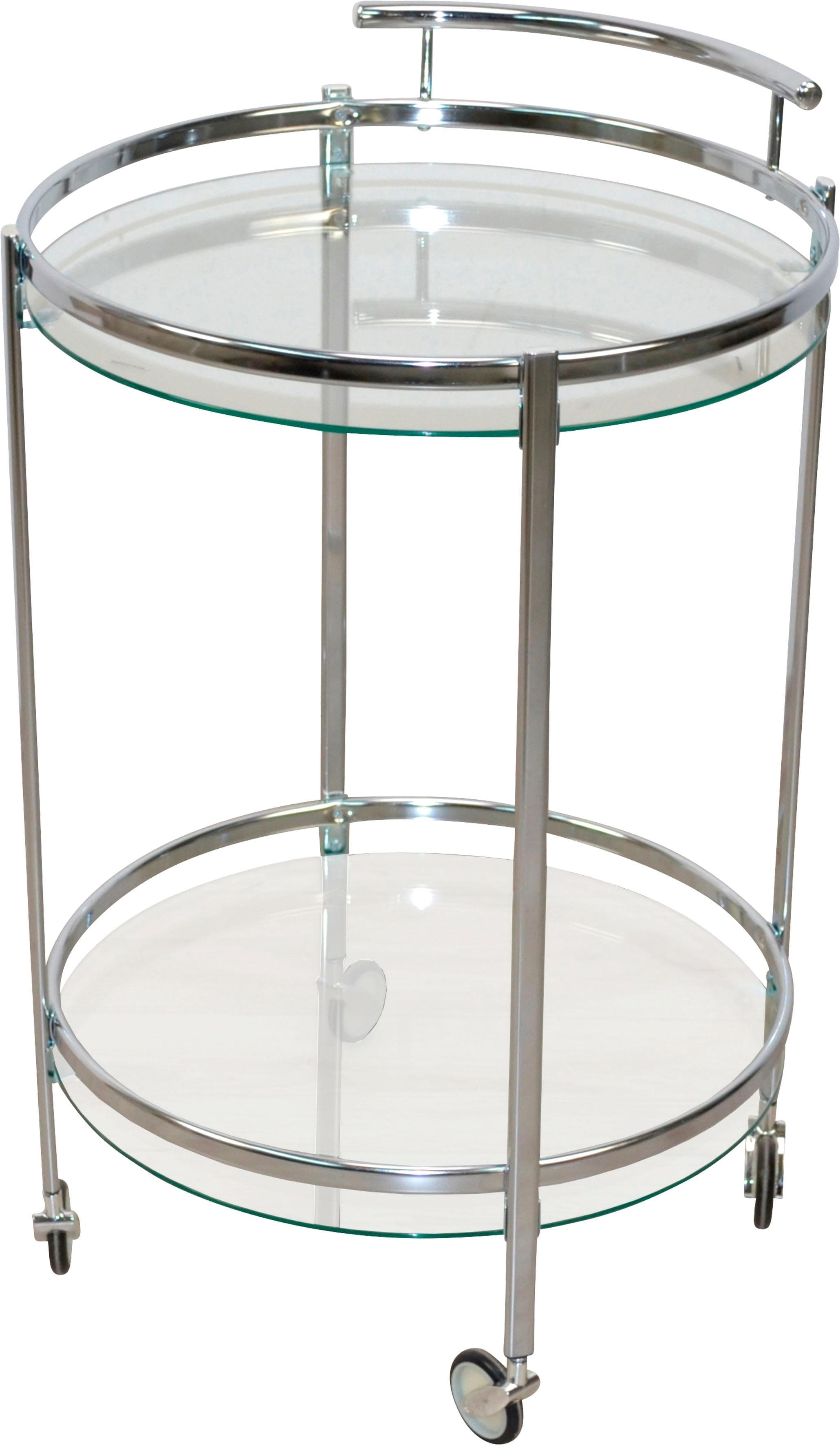INOSIGN Bartisch Silber Klarglas mit Rollen